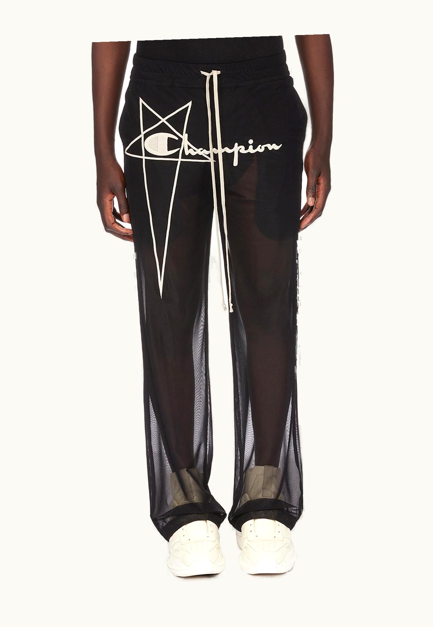 Rick Owens Champion X Rick Owens Dietrich Recycled Nylon Micromesh Drawstring Pants in Black