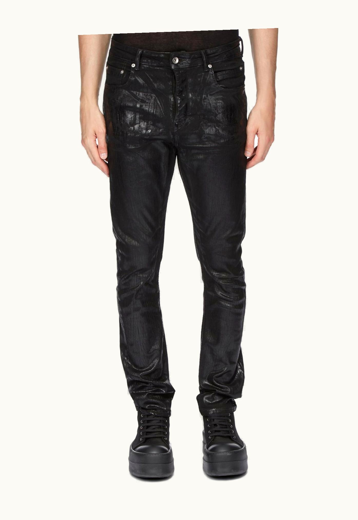Rick Owens Rick Owens DRKSHDW SS24 Lido Detroit Cut In Black Black Foil Stretch Denim