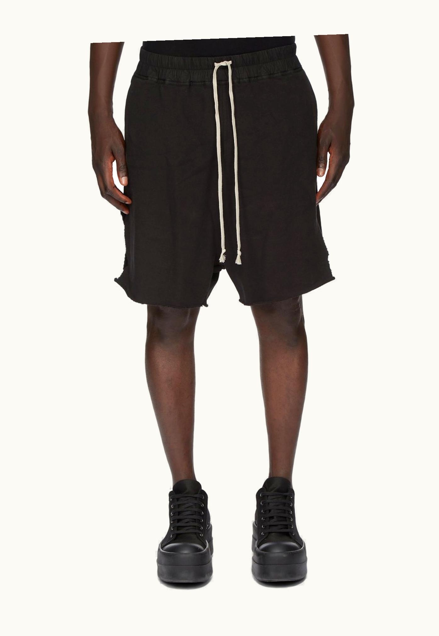 Rick Owens Rick Owens DRKSHDW SS24 Lido Jersey Trucker Cut Offs In Black Furka Heavy Sweatshirt