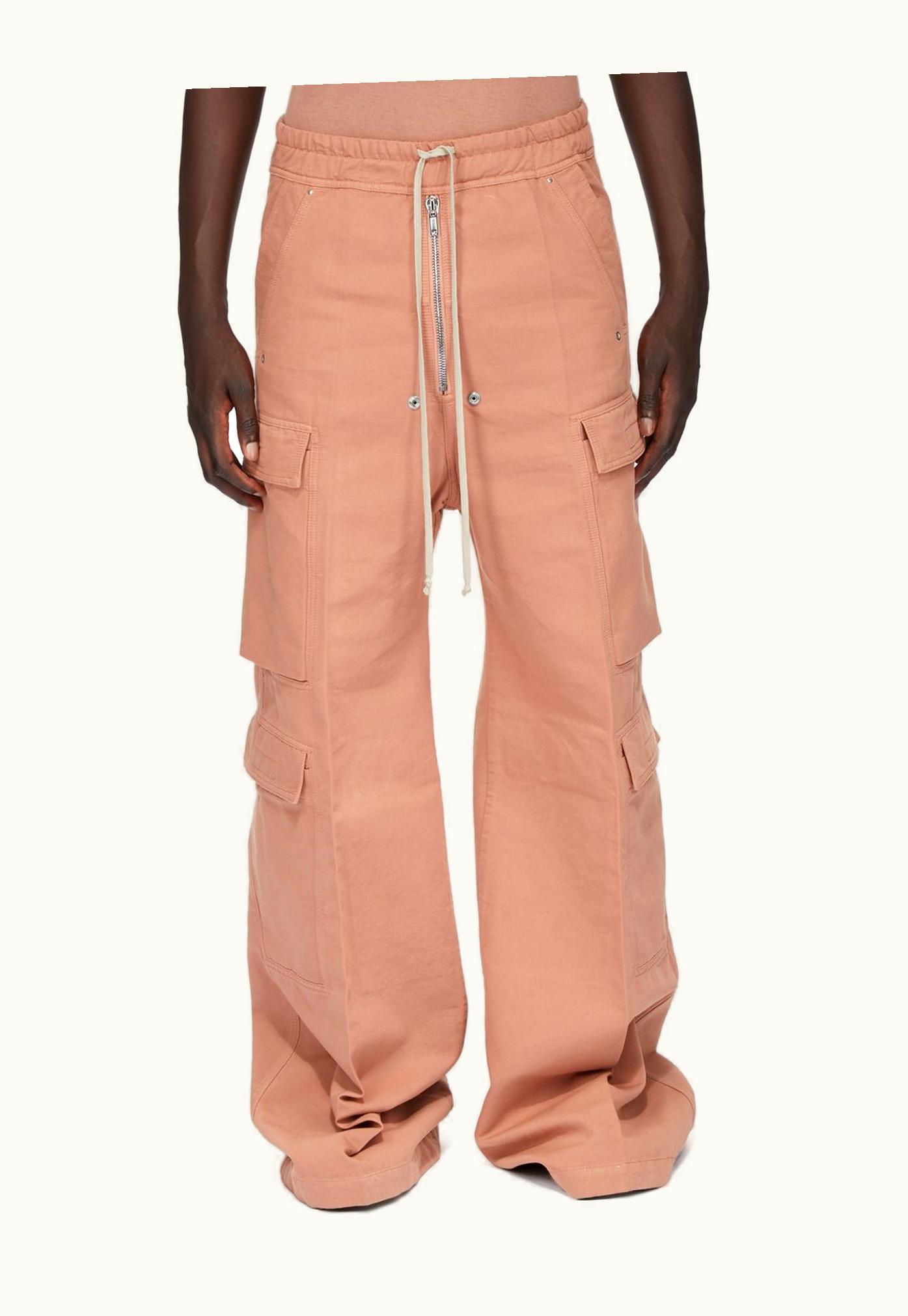 Rick Owens Rick Owens DRKSHDW SS24 Lido Double Cargo Jumbo Belas In Dark Pink Cotton Barre