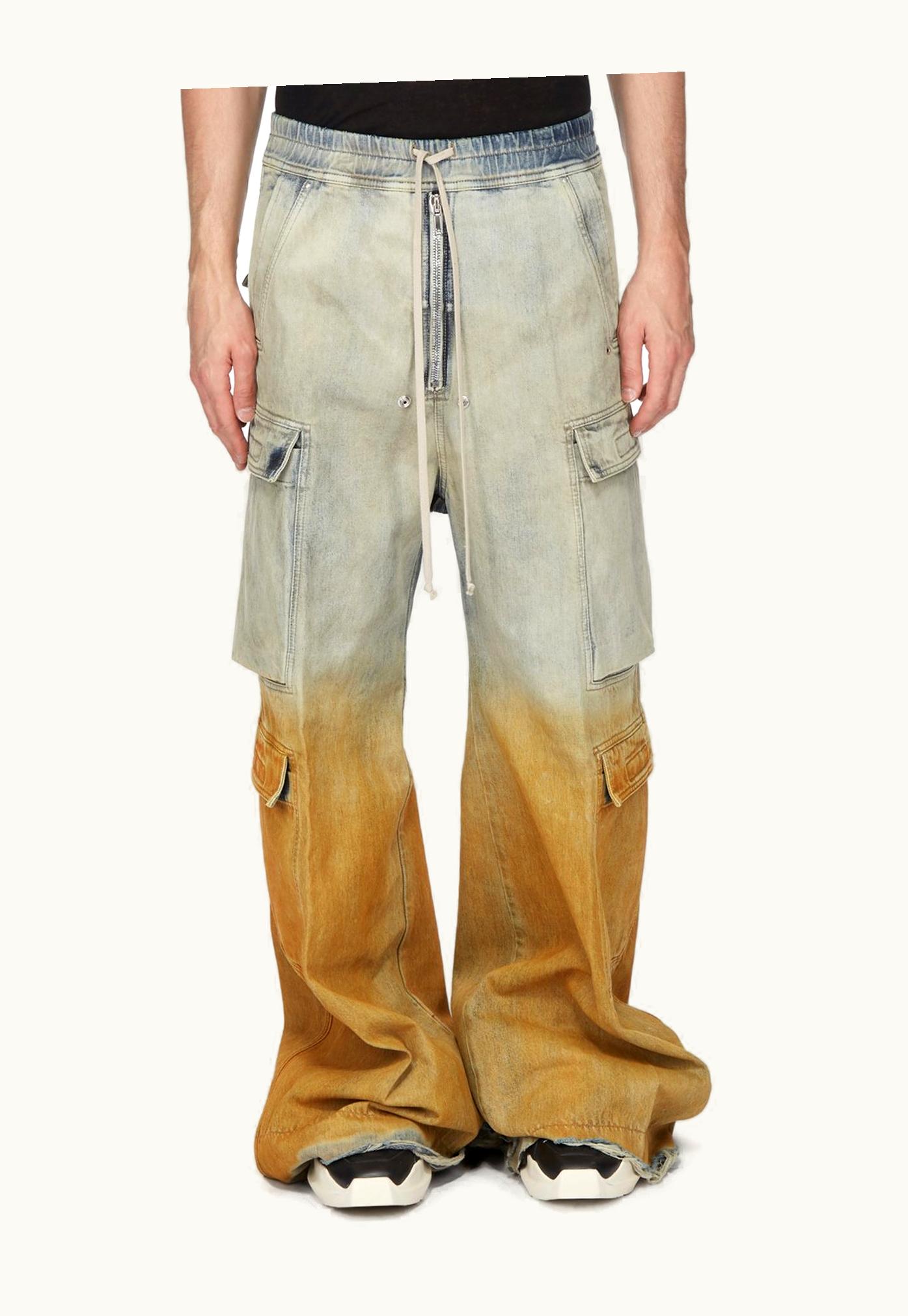 Rick Owens Rick Owens DRKSHDW SS24 Lido Double Cargo Jumbo Belas In Sky / Orange Degrade 13oz Sky / Orange Degrade Denim