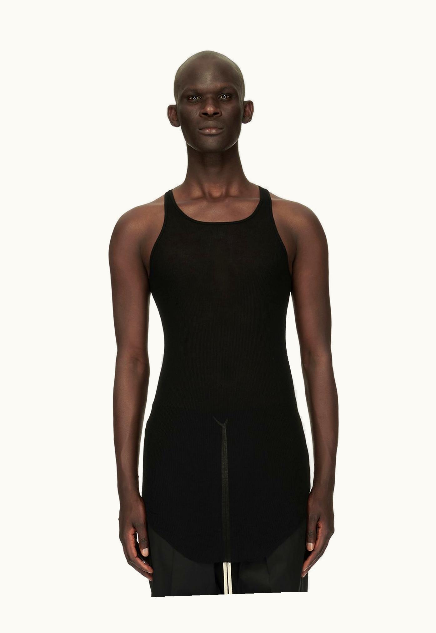 Rick Owens Rick Owens Forever Basic Rib Tank Model 189 in Black Viscose Silk Rib Jersey