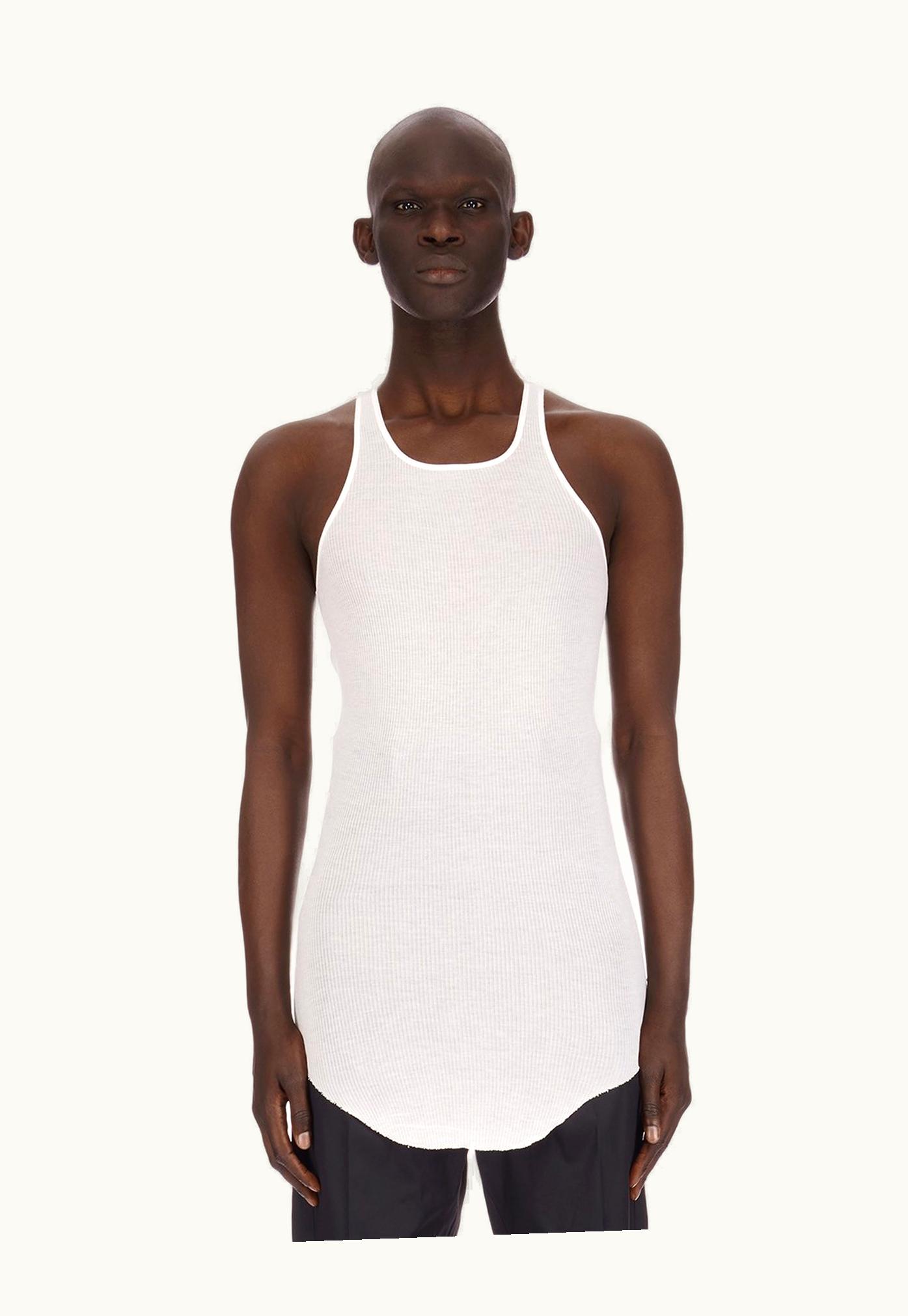 Rick Owens Rick Owens Forever Basic Rib Tank in Milk Viscose Silk Rib Jersey White