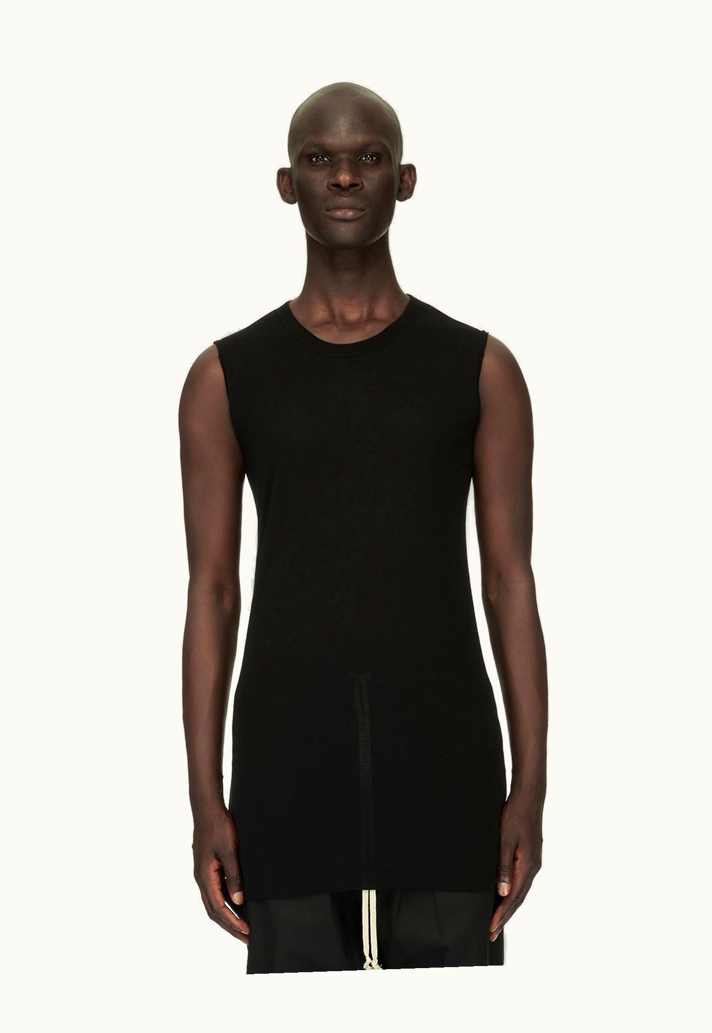 Rick Owens Rick Owens Forever Basic Sleeveless T-shirt in Black Viscose Silk Jersey
