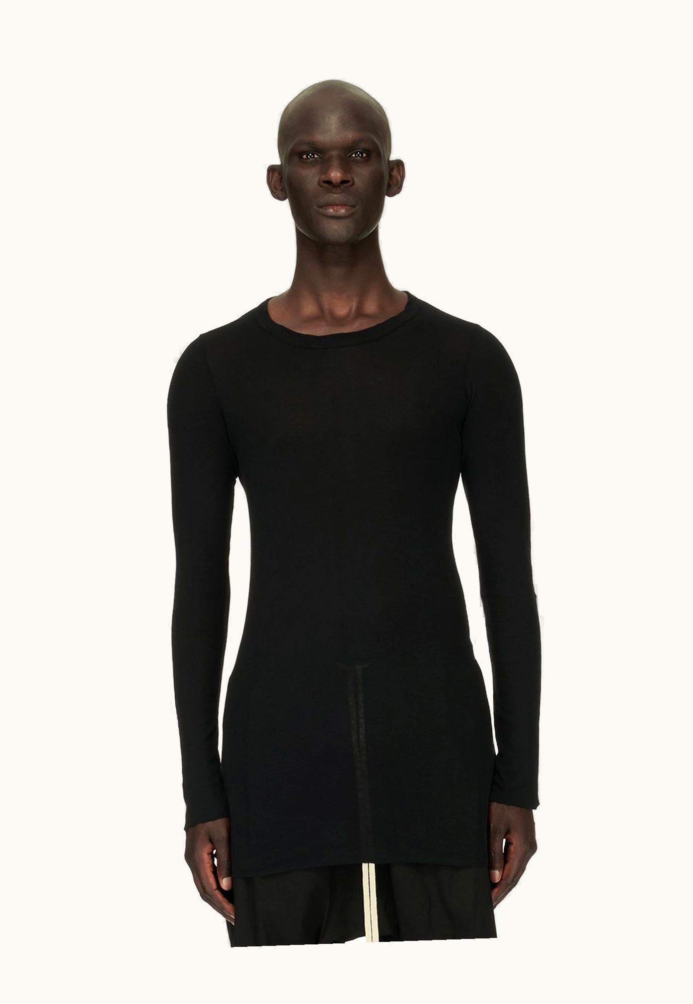 Rick Owens Rick Owens Forever Rib Ls T In Black Mini Rib Jersey