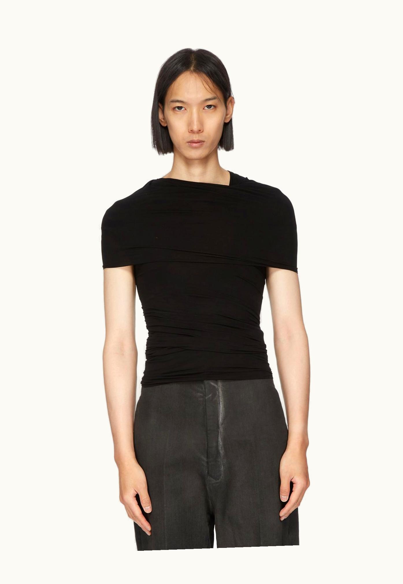 Rick Owens Rick Owens SS24 Lido Runway Banded T II In Black Heavy Stretch Cupro Jersey