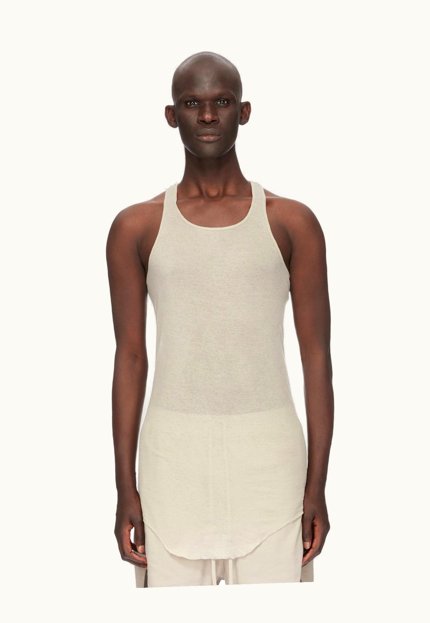 Rick Owens Rick Owens SS24 Lido Basic Rib Tank In Pearl Mini Rib Jersey