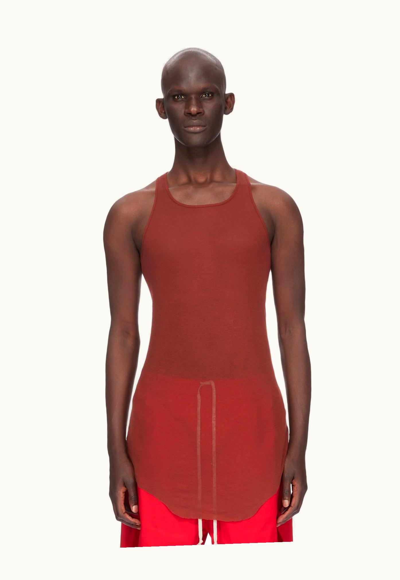 Rick Owens Rick Owens SS24 Lido Basic Rib Tank In Henna Mini Rib Jersey
