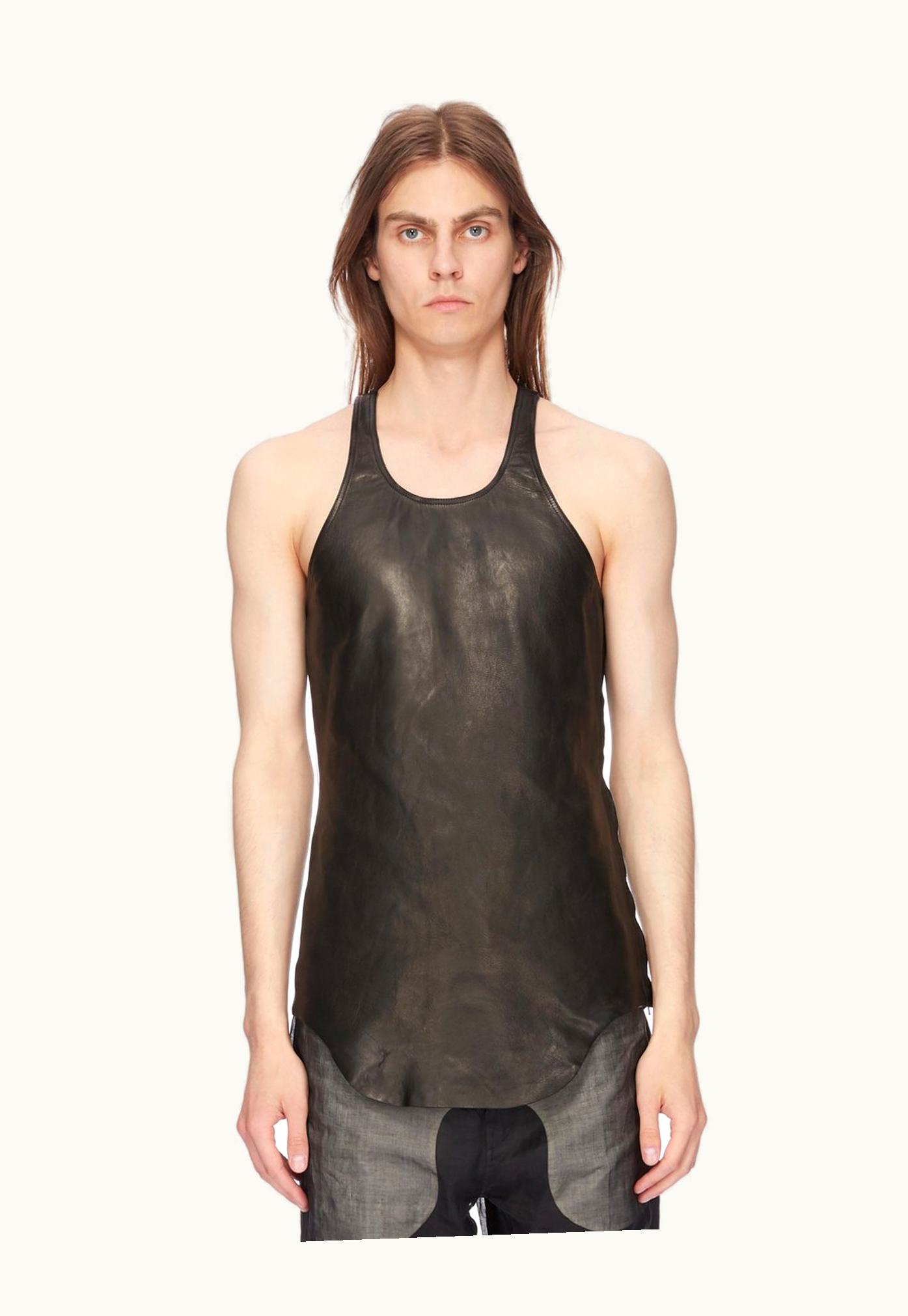 Rick Owens Rick Owens SS24 Lido Leather Tank In Black Veg Nappa Lamb