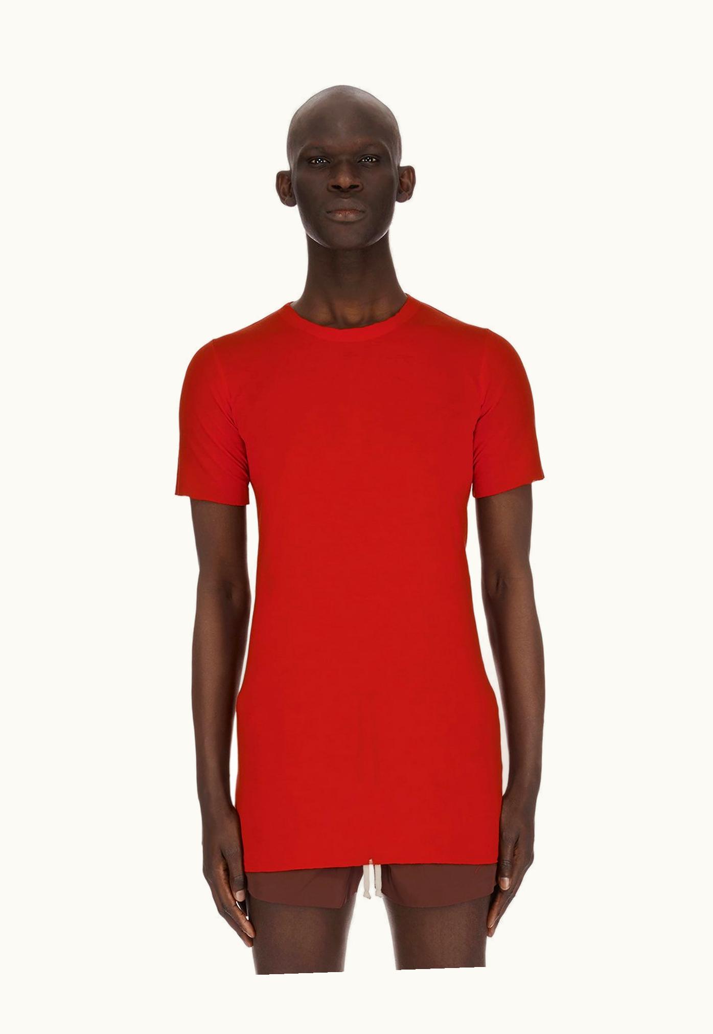 Rick Owens Rick Owens SS24 Lido Basic SS T In Cardinal Red Viscose Silk Jersey