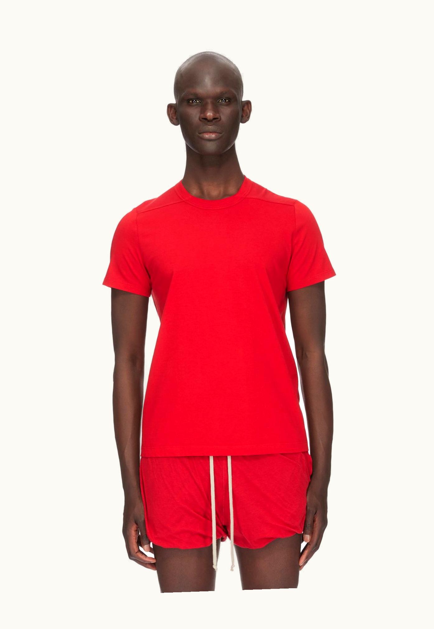 Rick Owens Rick Owens SS24 Lido Short Level T In Cardinal Red Classic Cotton Jersey