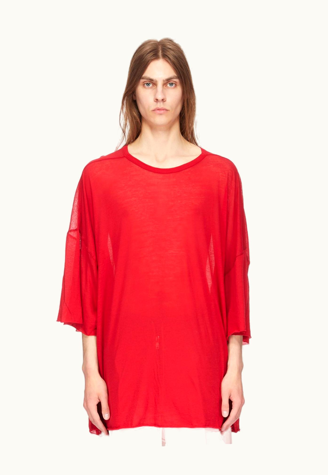 Rick Owens Rick Owens SS24 Lido Tommy T In Cardinal Red Unstable Cotton