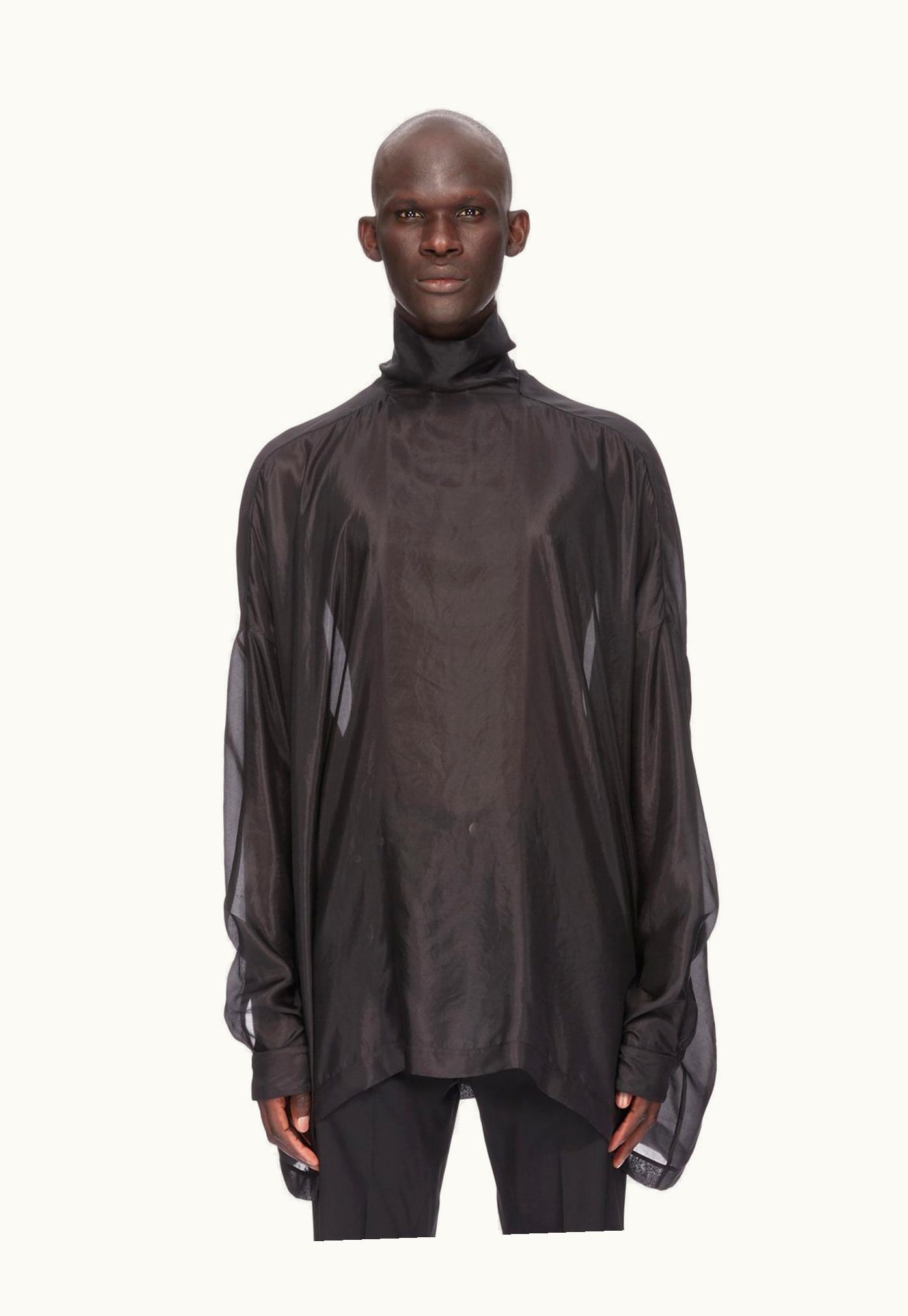 Rick Owens Rick Owens SS24 Lido Tabard Top In Black Washed Silk Habotai