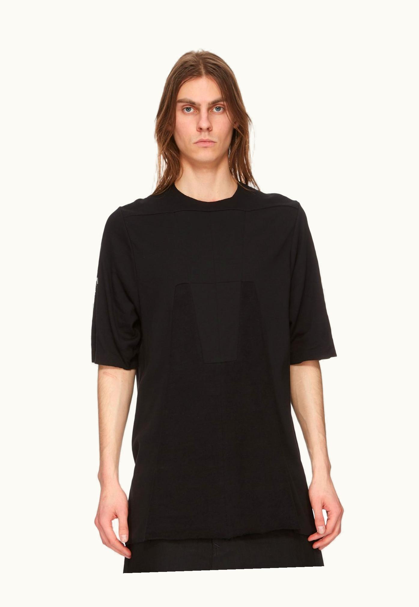Rick Owens Rick Owens FW23 Luxor Runway Luxor Top In Black Classic Cotton Jersey, Classic Cotton Rib Jersey And Bigarzato Jersey