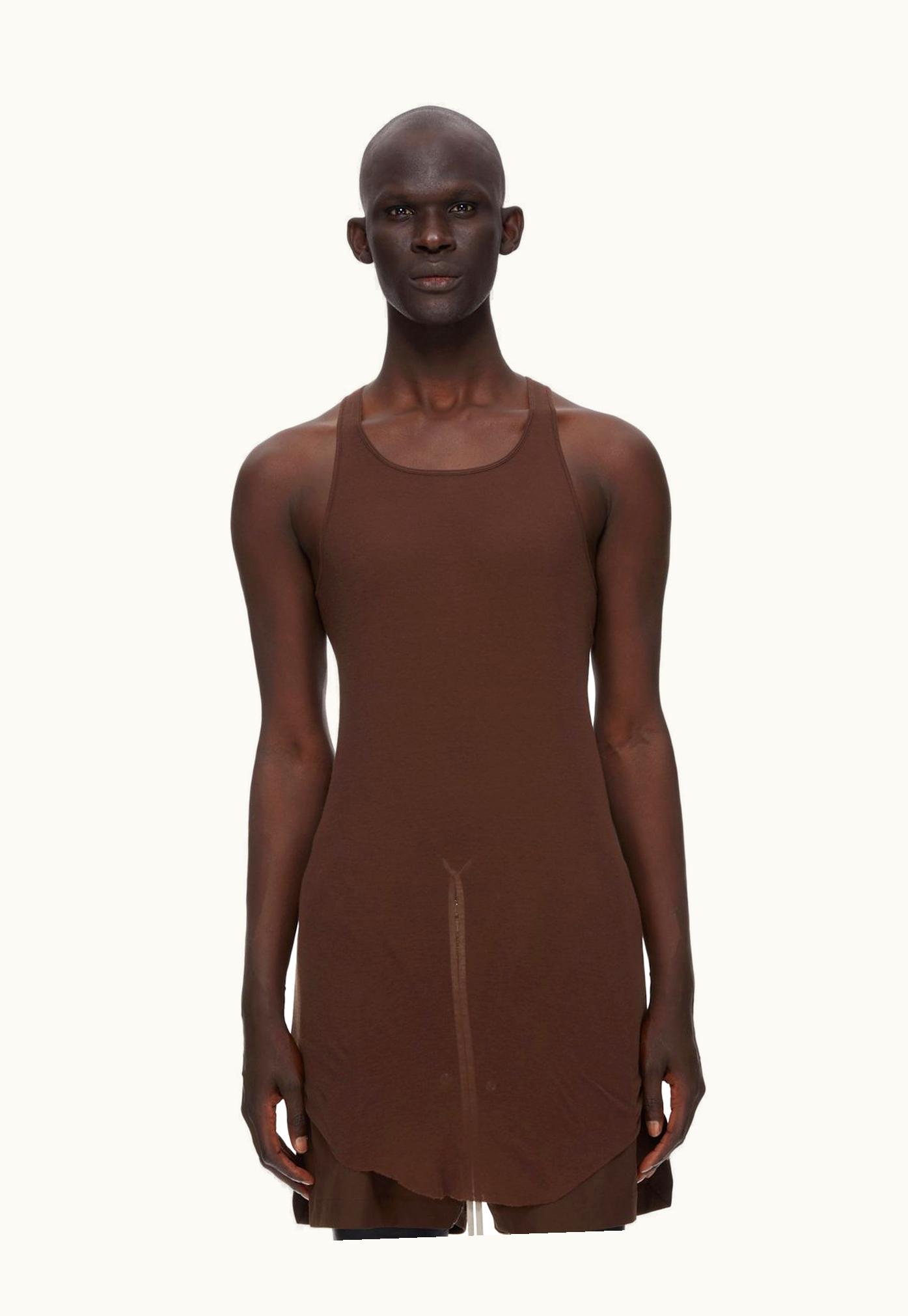 Rick Owens Rick Owens FW23 Luxor Basic Rib Tank In Brown Mini Rib Jersey