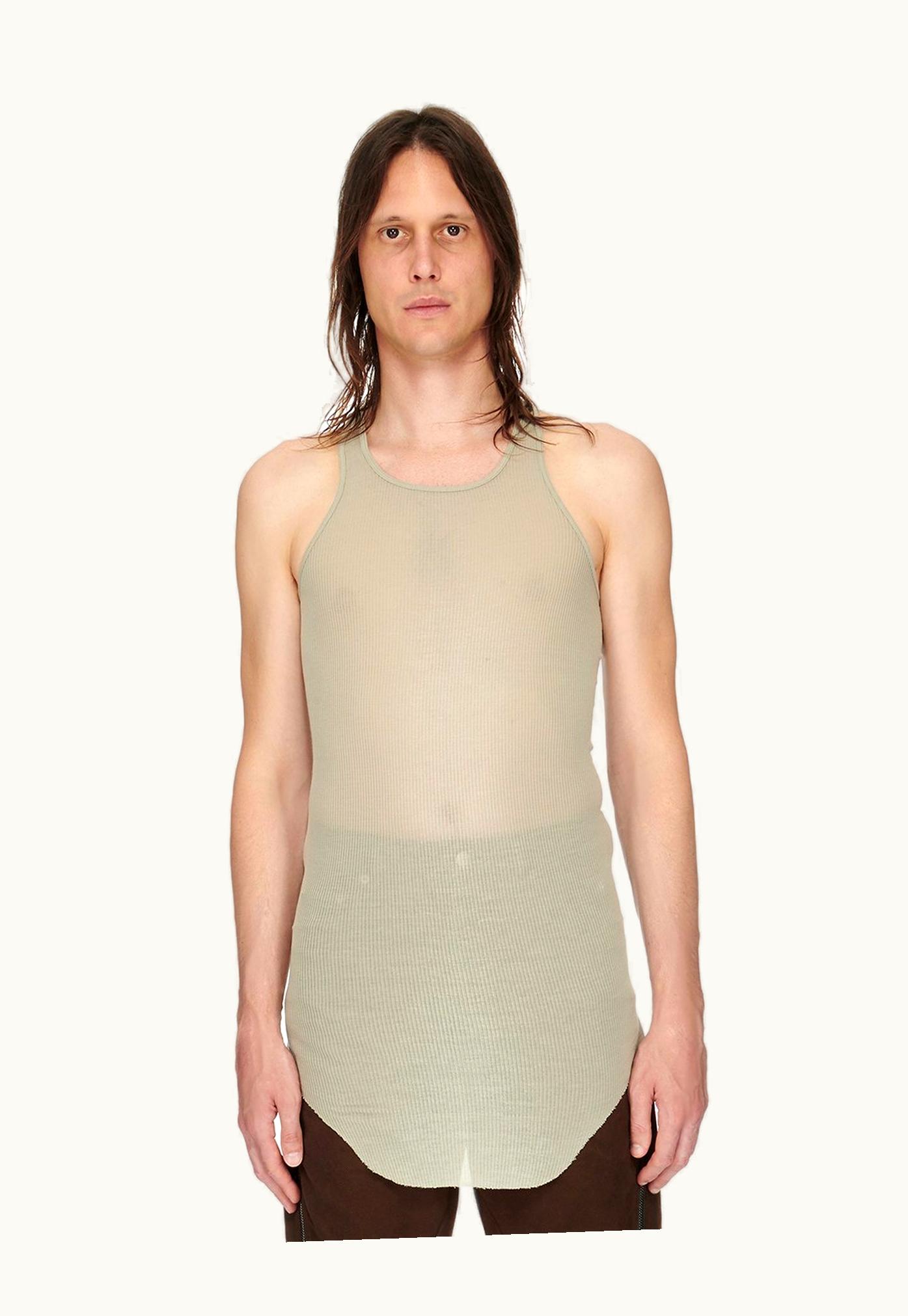 Rick Owens Rick Owens FW23 Luxor Basic Rib Tank In Pearl Viscose Silk Rib Jersey