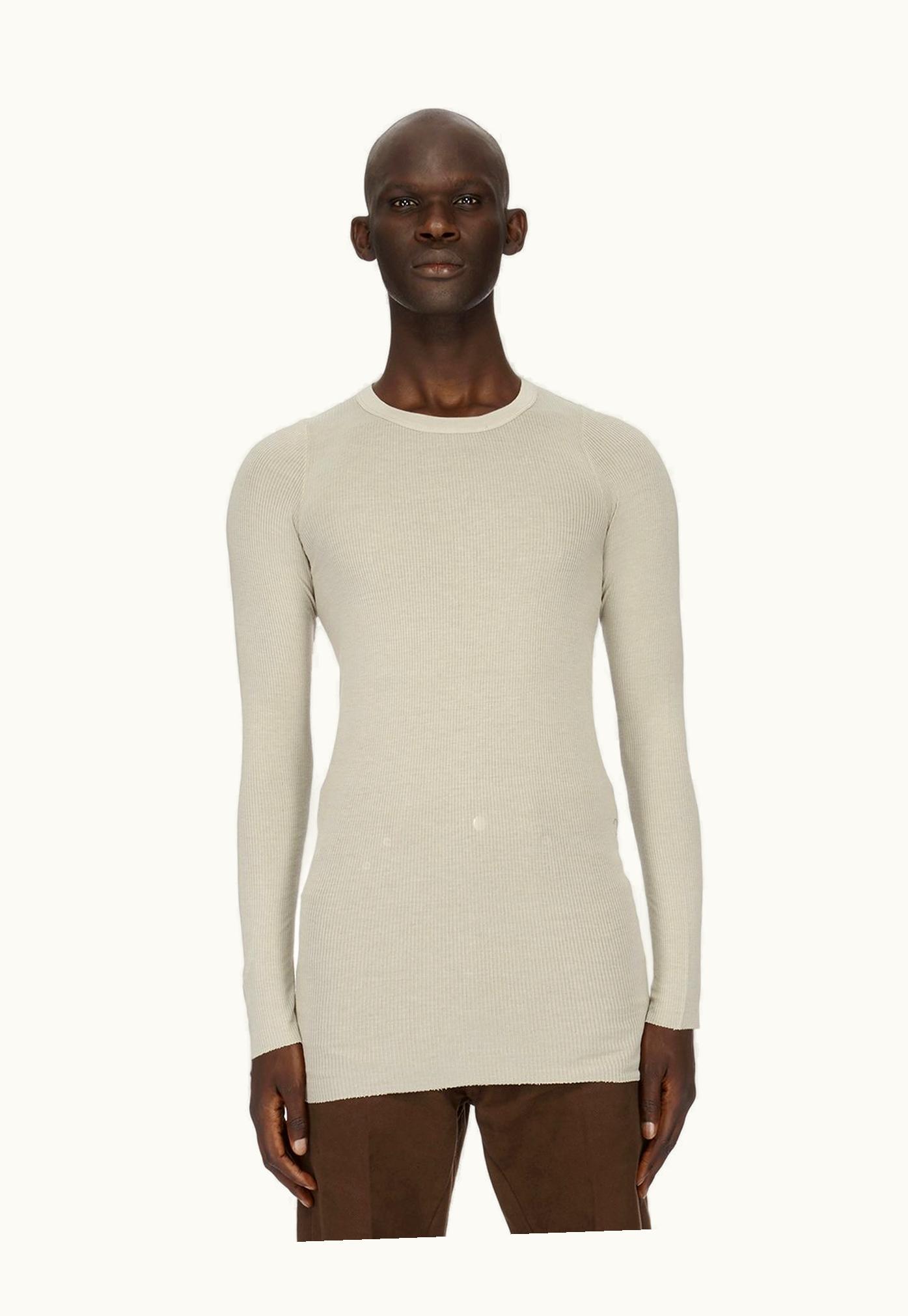 Rick Owens Rick Owens FW23 Luxor Rib Ls T In Pearl Viscose Silk Rib Jersey