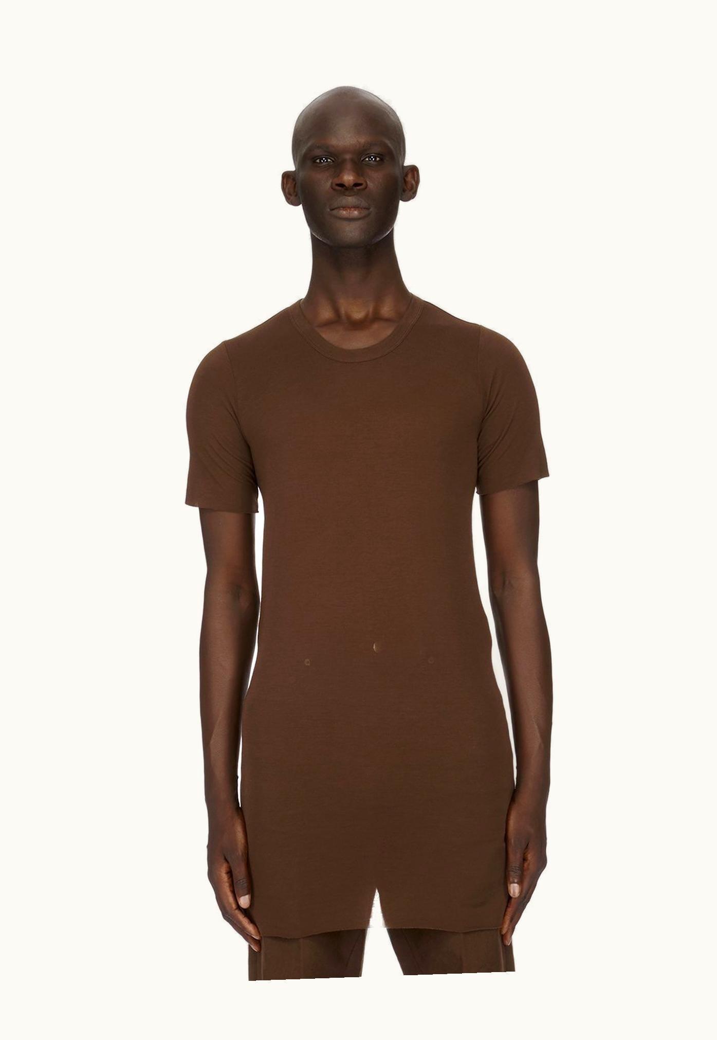 Rick Owens Rick Owens FW23 Luxor Rib Ls T In Brown Viscose Silk Rib Jersey