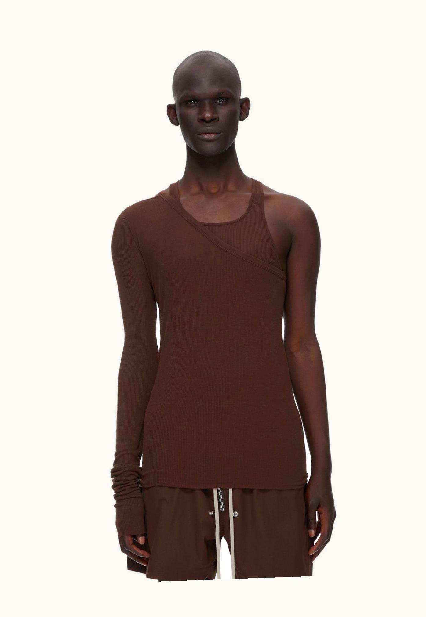 Rick Owens Rick Owens FW23 Luxor Ziggy Banana Tank In Brown Viscose Silk Rib Jersey