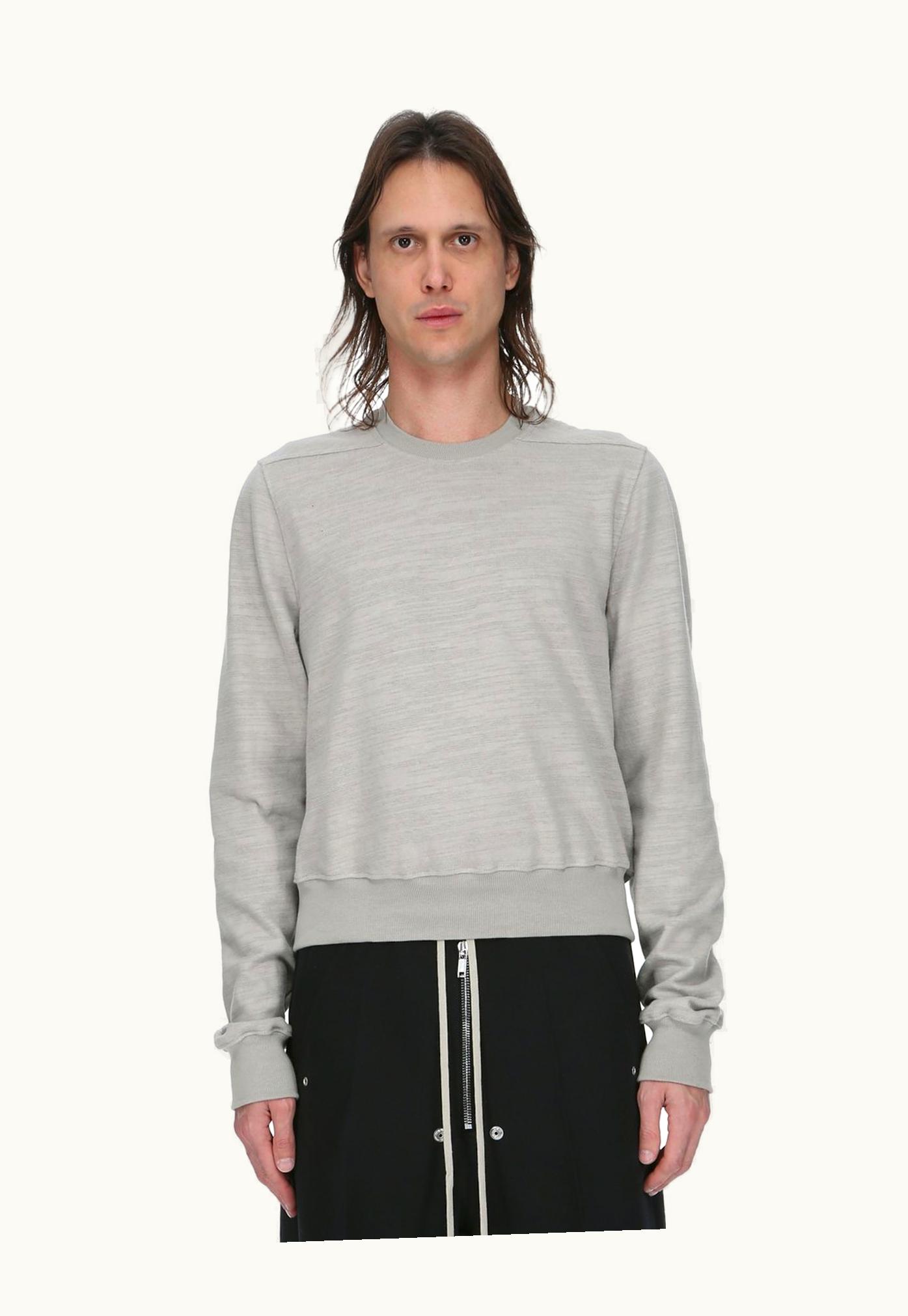 Rick Owens Rick Owens FW23 Luxor Cropped Crewneck Sweat In Pearl Bigarzato Jersey