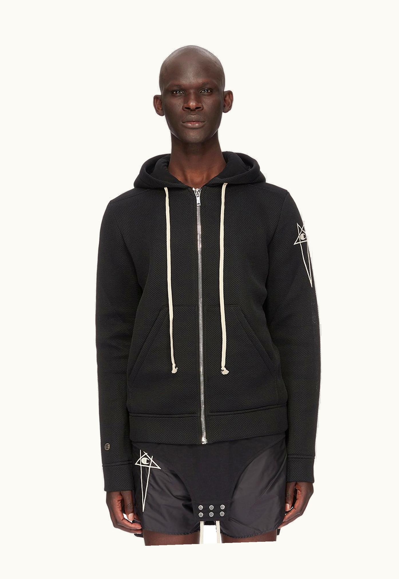 Rick Owens Champion X Rick Owens JASON's Hoodie In Black Recycled 3D Mesh