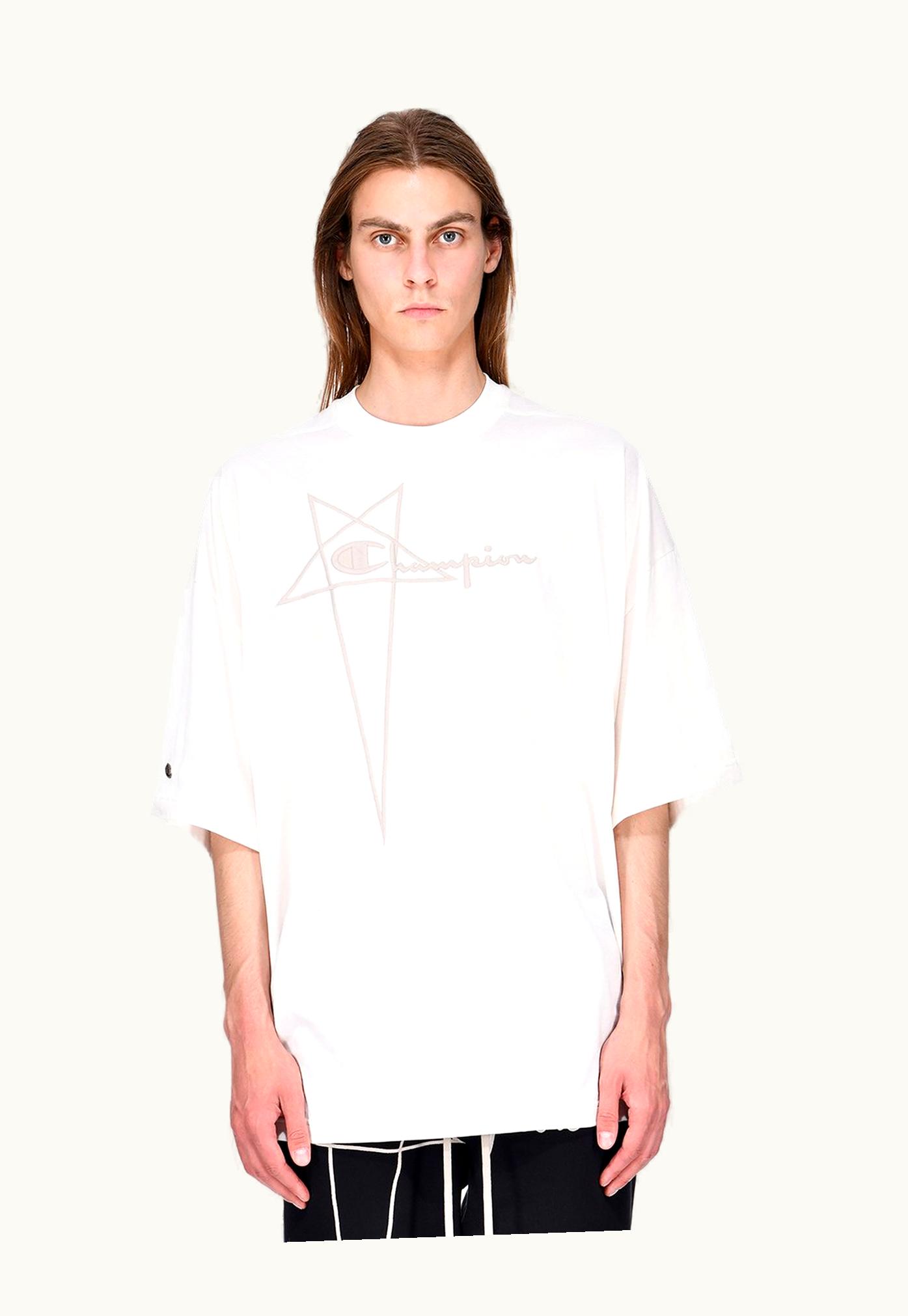 Rick Owens Champion X Rick Owens Tommy T Organic Cotton Oversized Tee Milk White