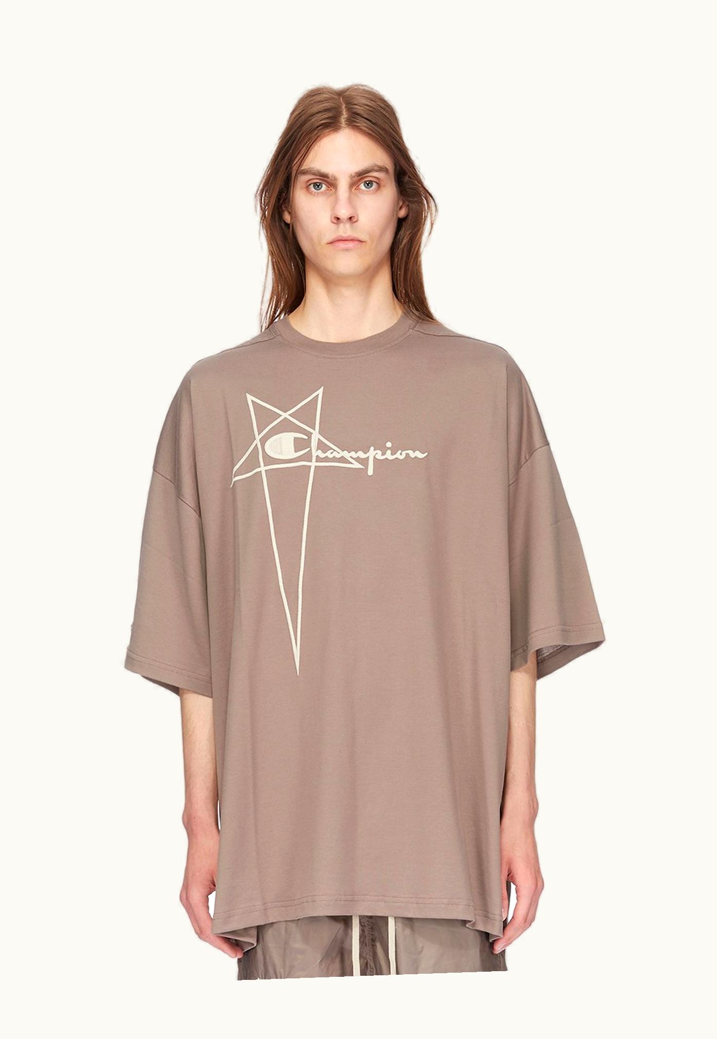 Rick Owens Champion X Rick Owens Tommy T In Dust Grey Medium Weight Cotton Jersey