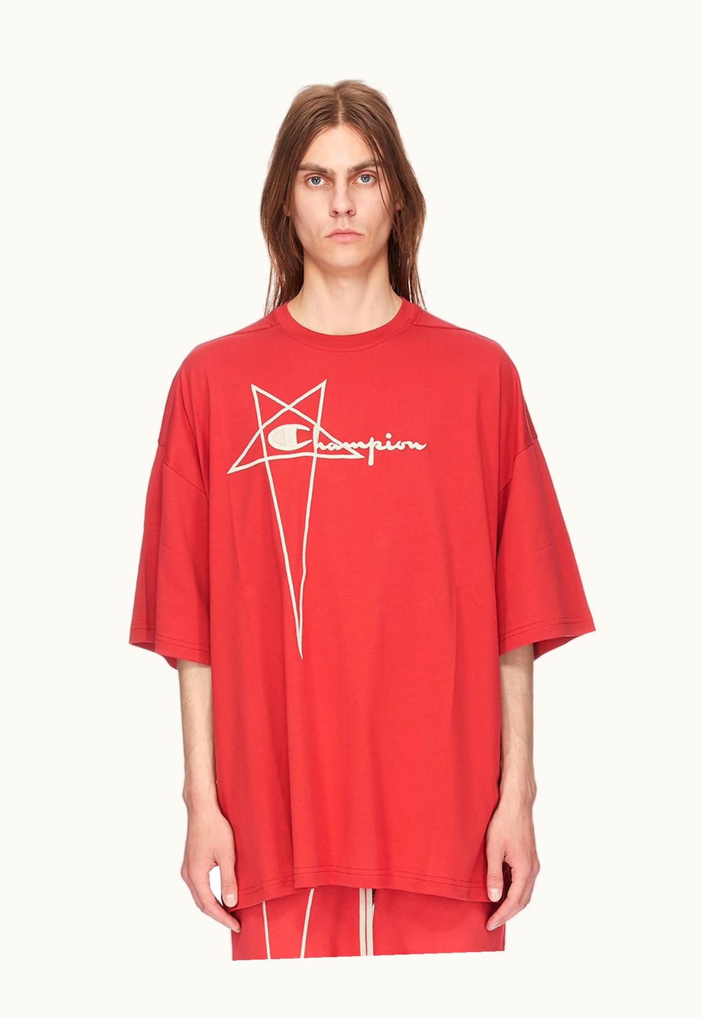 Rick Owens Champion Tommy T Organic Cotton Jersey Carnelian Red