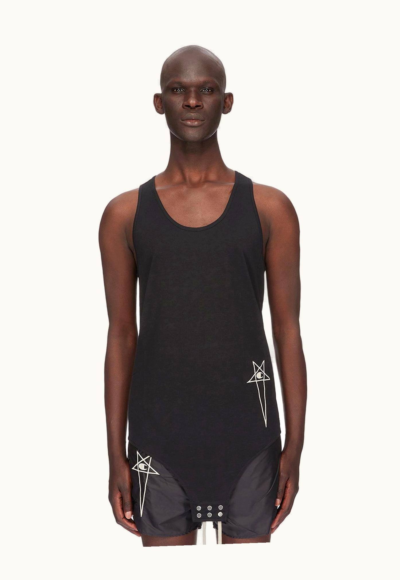 Rick Owens Champion X Rick Owens Basketball Tank In Black Medium Weight Cotton Jersey