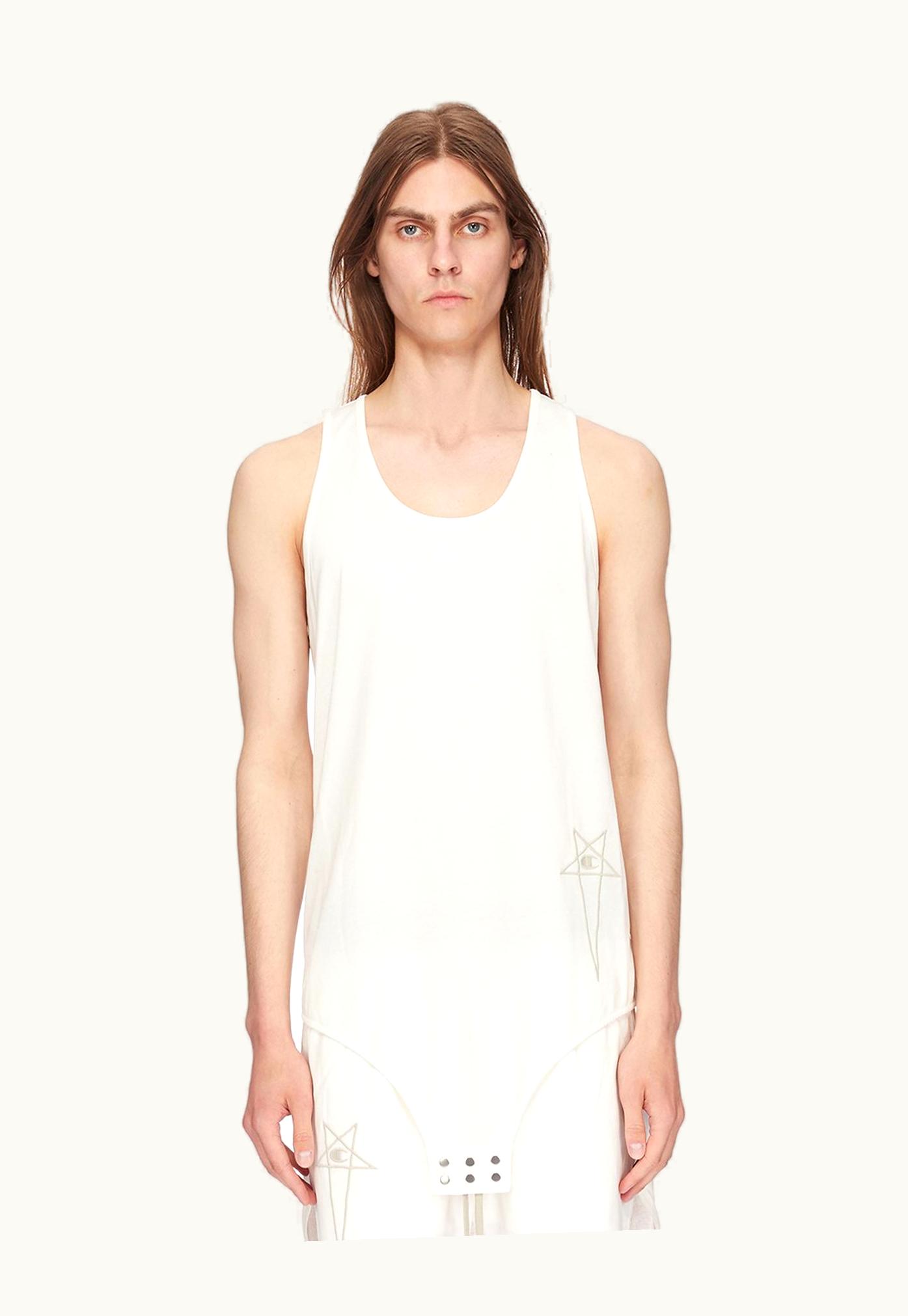 Rick Owens Champion X Rick Owens Basketball Tank In Milk White Medium Weight Cotton Jersey