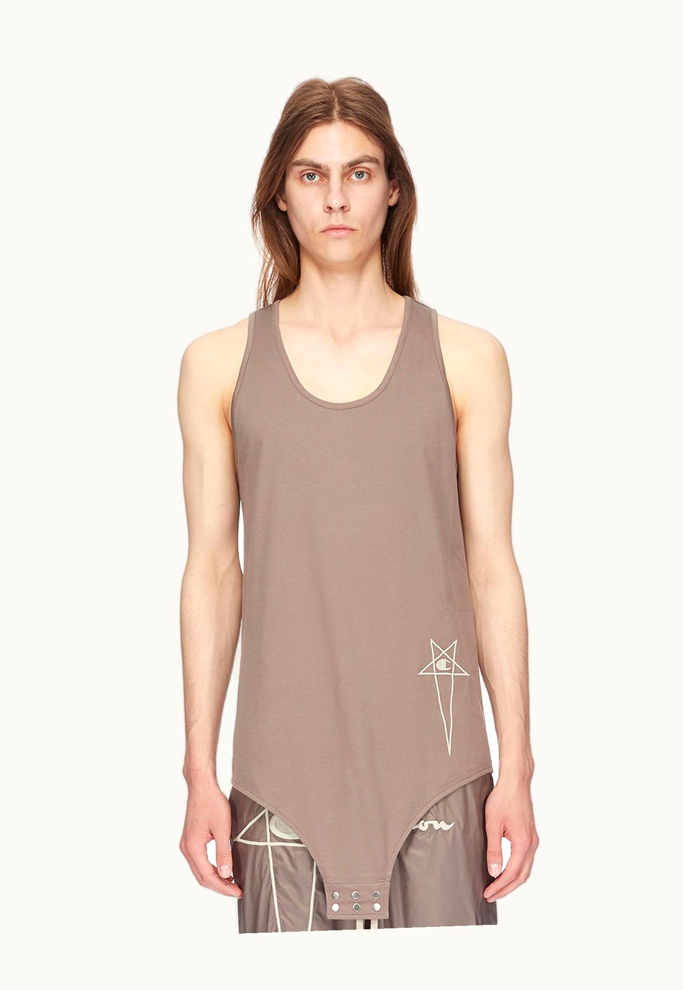 Rick Owens Champion X Rick Owens Basketball Tank In Dust Grey Medium Weight Cotton Jersey