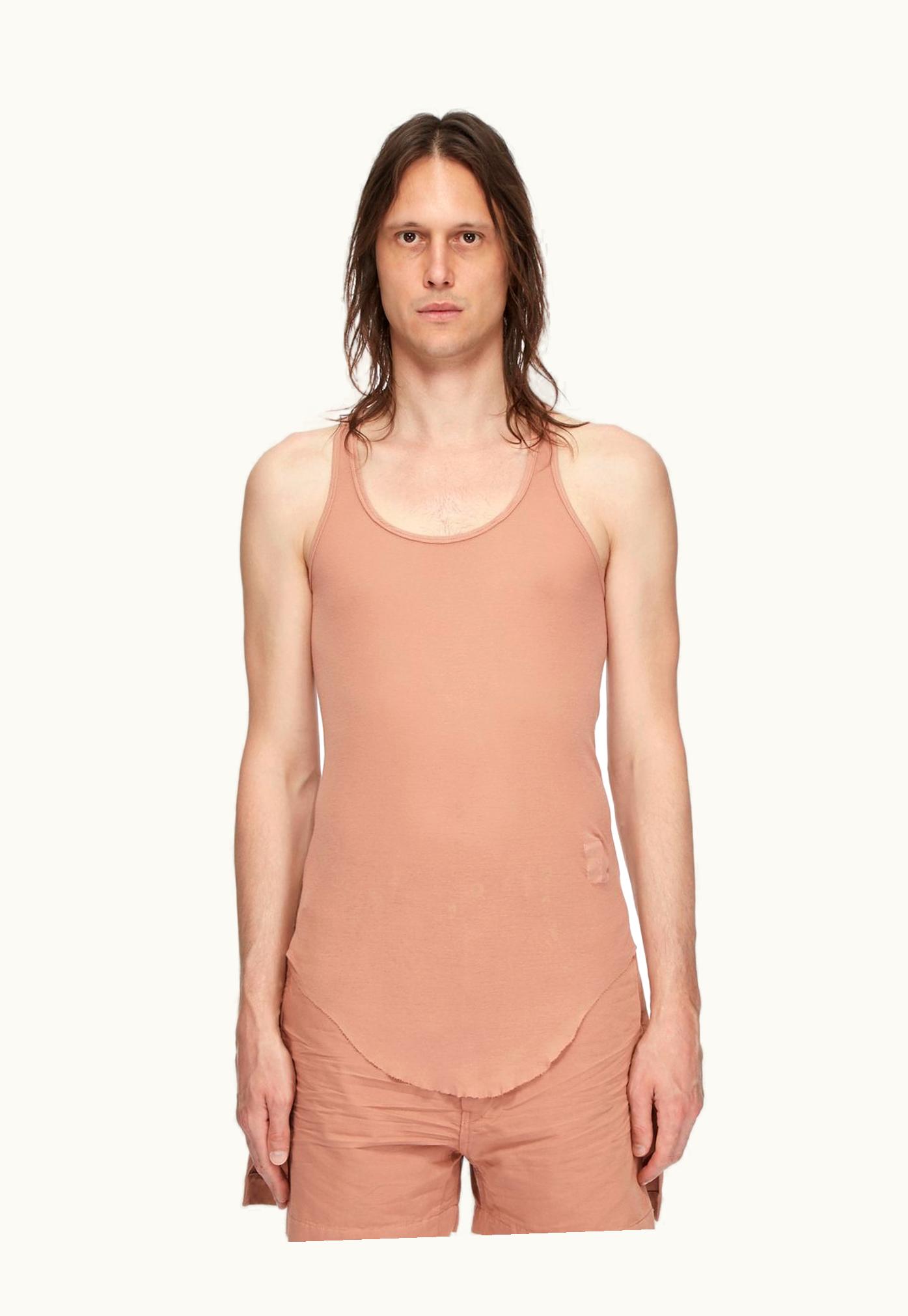 Rick Owens Rick Owens DRKSHDW SS24 Lido Drk Tank In Dark Pink Cotton Gauze Jersey