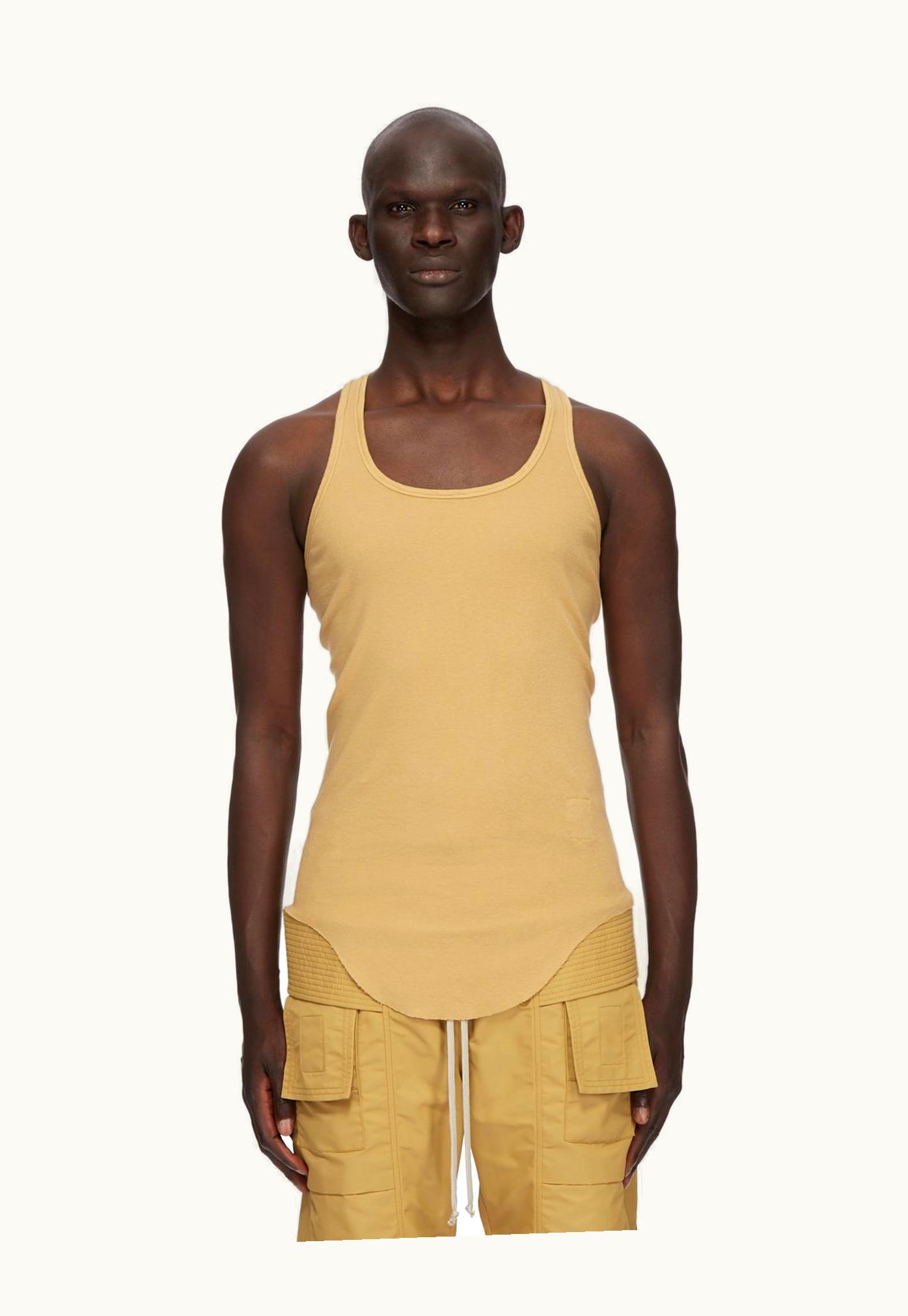 Rick Owens Rick Owens DRKSHDW SS24 Lido Drk Tank In Mustard Medium Weight Cotton Jersey