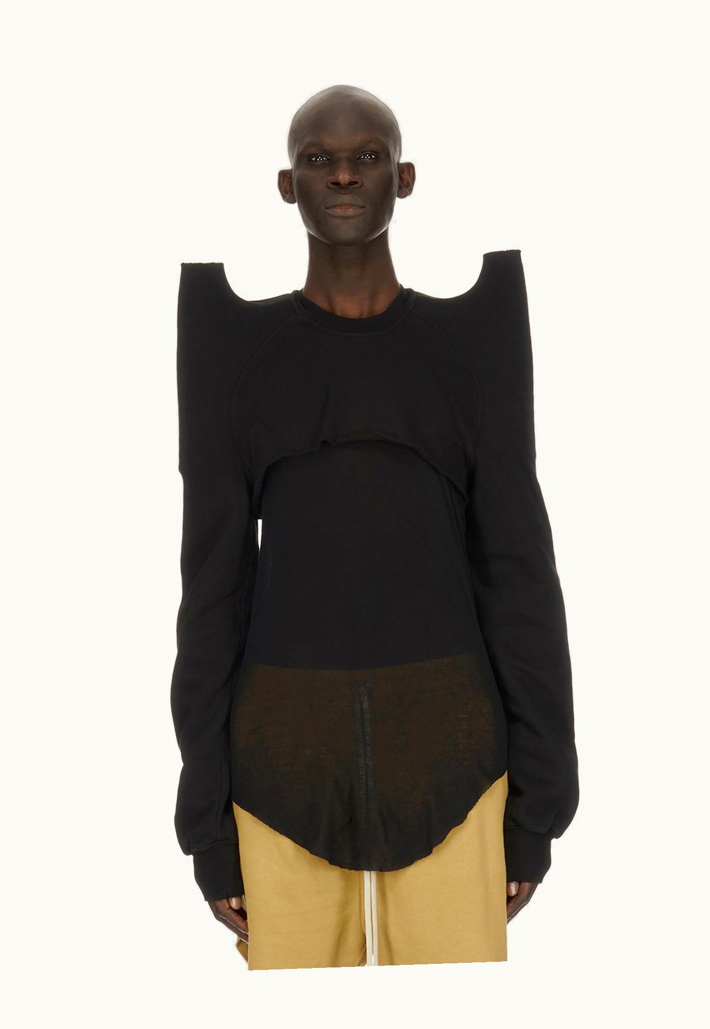 Rick Owens Rick Owens DRKSHDW SS24 Lido Cropped Tecsweat Heavy Organic Cotton Sweatshirt Black