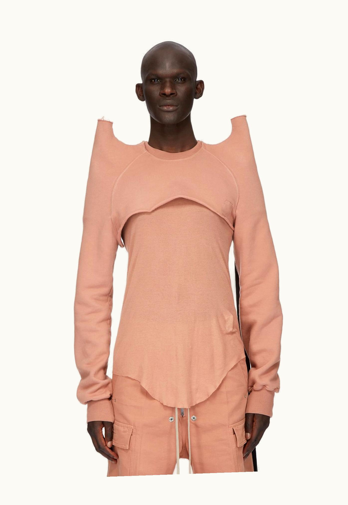 Rick Owens Rick Owens DRKSHDW SS24 Lido Cropped Tecsweat In Dark Pink Furka Heavy Sweatshirt