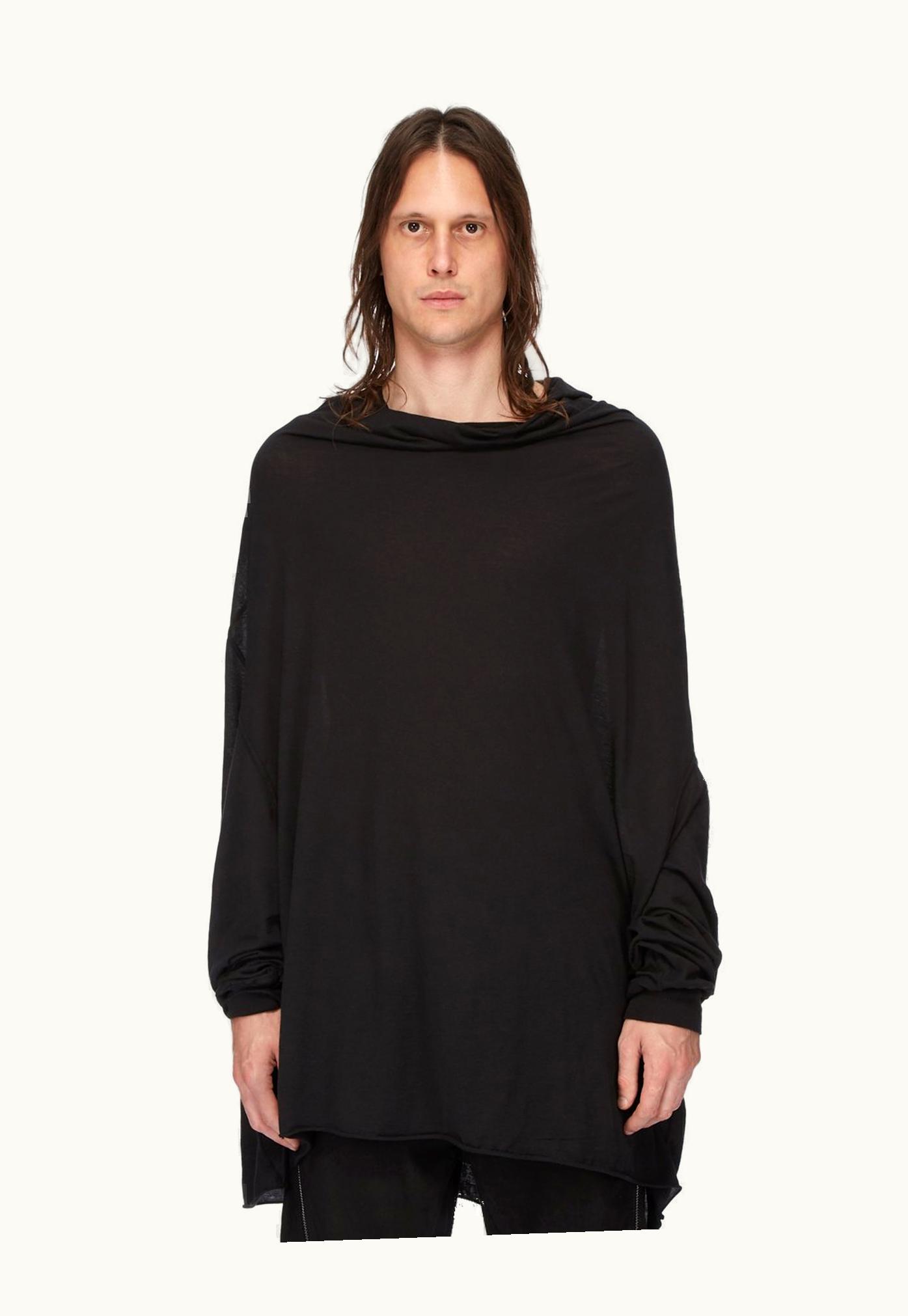 Rick Owens Rick Owens DRKSHDW SS24 Lido Shroud Sweat In Black Cotton Gauze Jersey