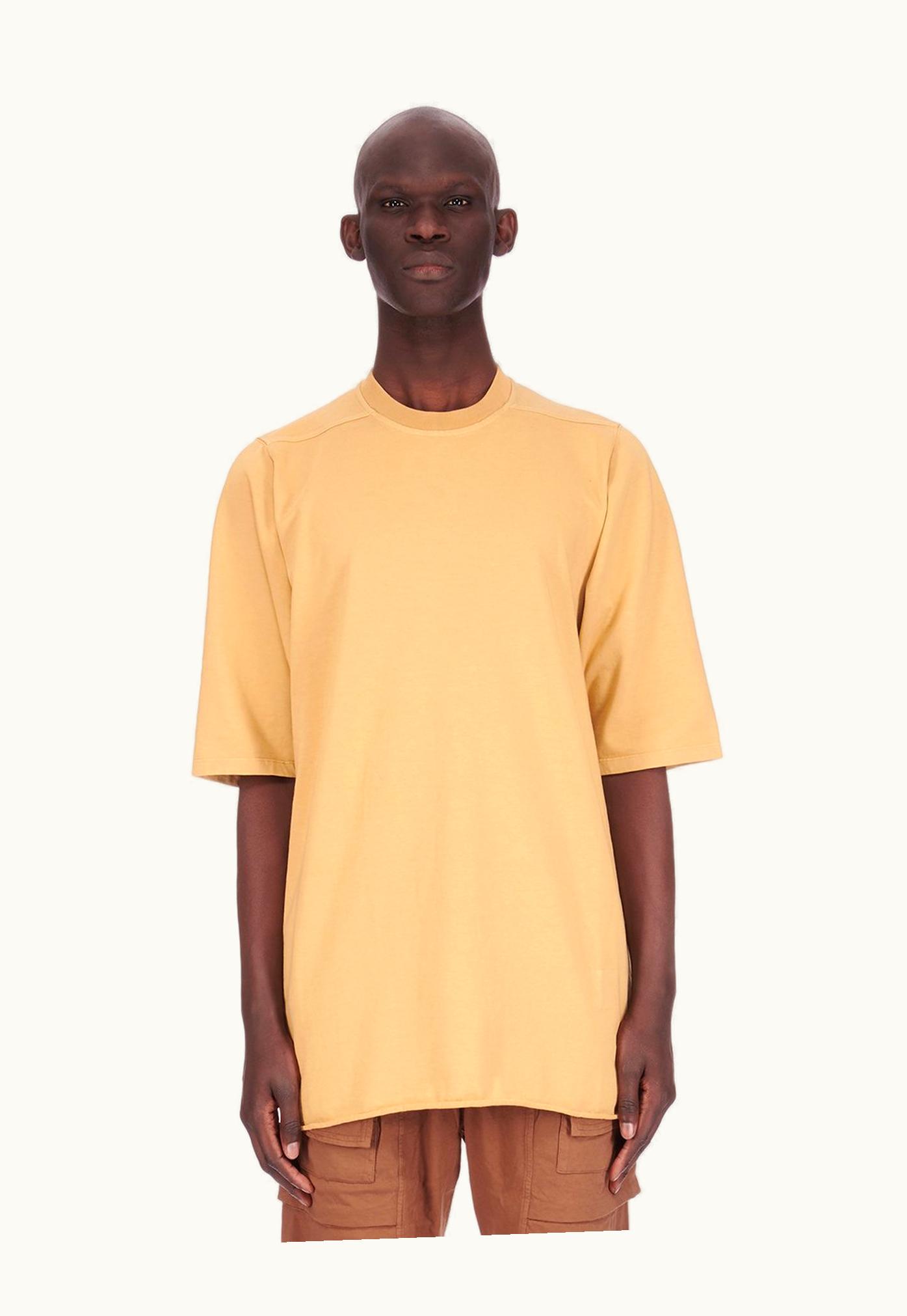 Rick Owens Rick Owens DRKSHDW SS24 Lido Jumbo SS T In Mustard Compact Heavy Cotton Jersey