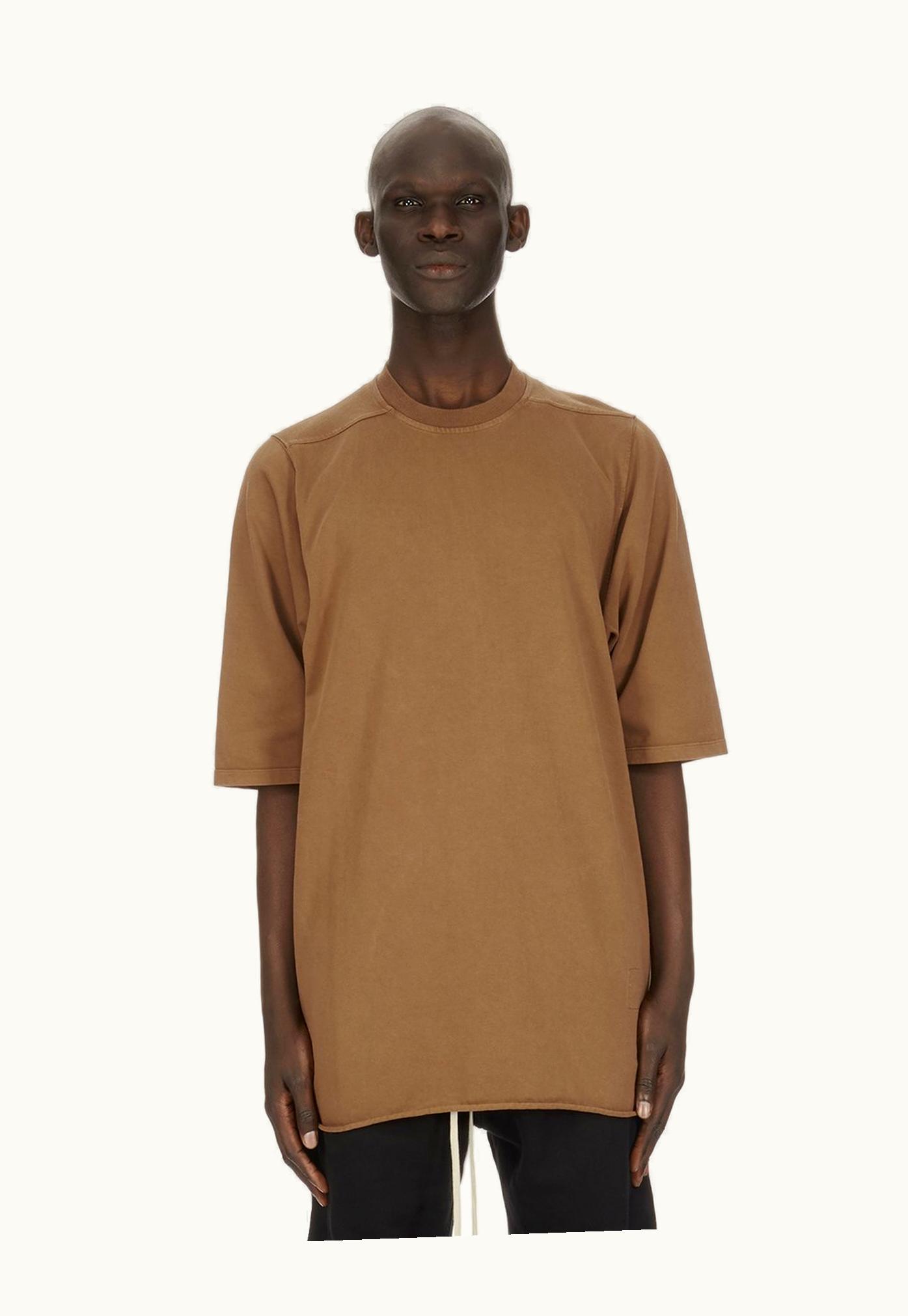 Rick Owens Rick Owens DRKSHDW SS24 Lido Jumbo SS T In Khaki Brown Compact Heavy Cotton Jersey