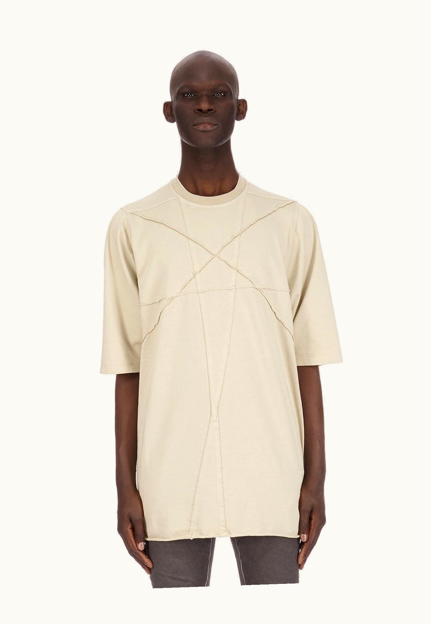 Rick Owens Rick Owens DRKSHDW SS24 Lido Jumbo SS T In Pearl Compact Heavy Cotton Jersey