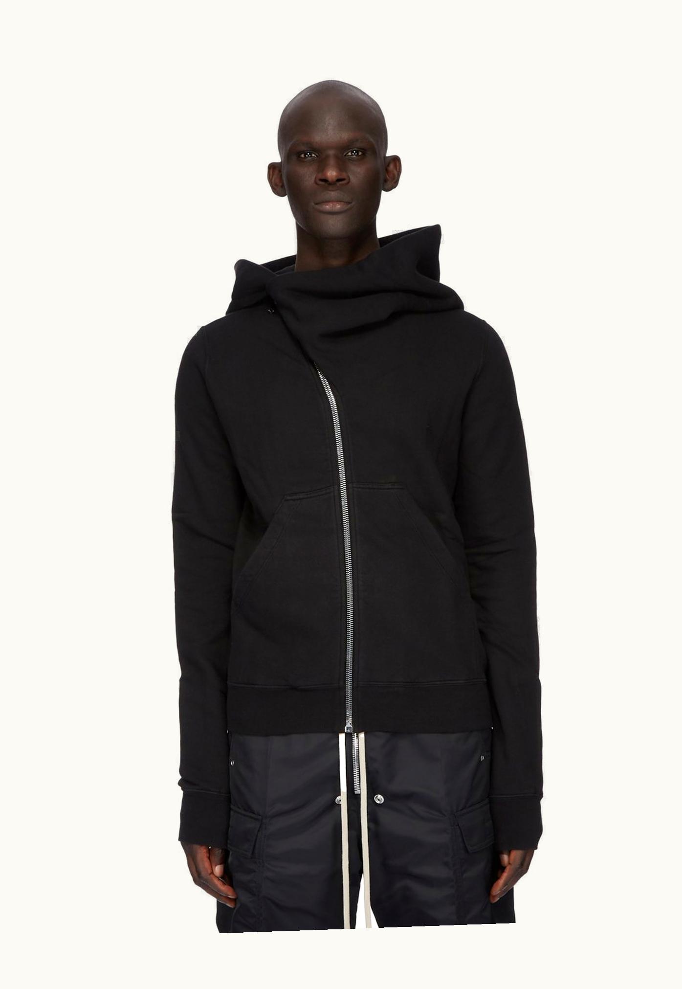 Rick Owens Rick Owens DRKSHDW SS24 Lido Mountain Hoodie In Black Compact Heavy Cotton Jersey