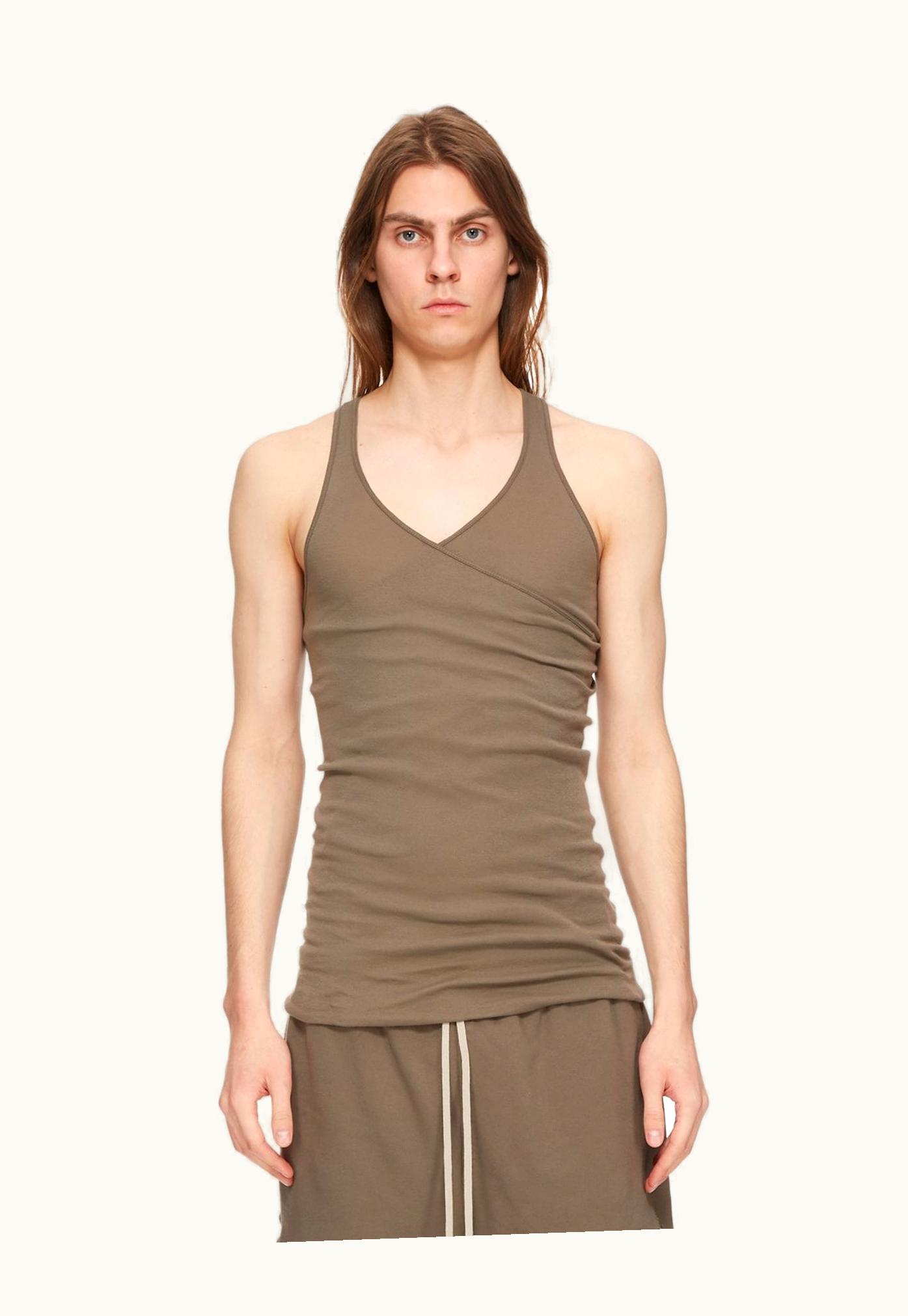 Rick Owens Rick Owens DRKSHDW FW23 Luxor Double Ziggy Bananatank In Dust Lightweight Cotton Gauze Jersey