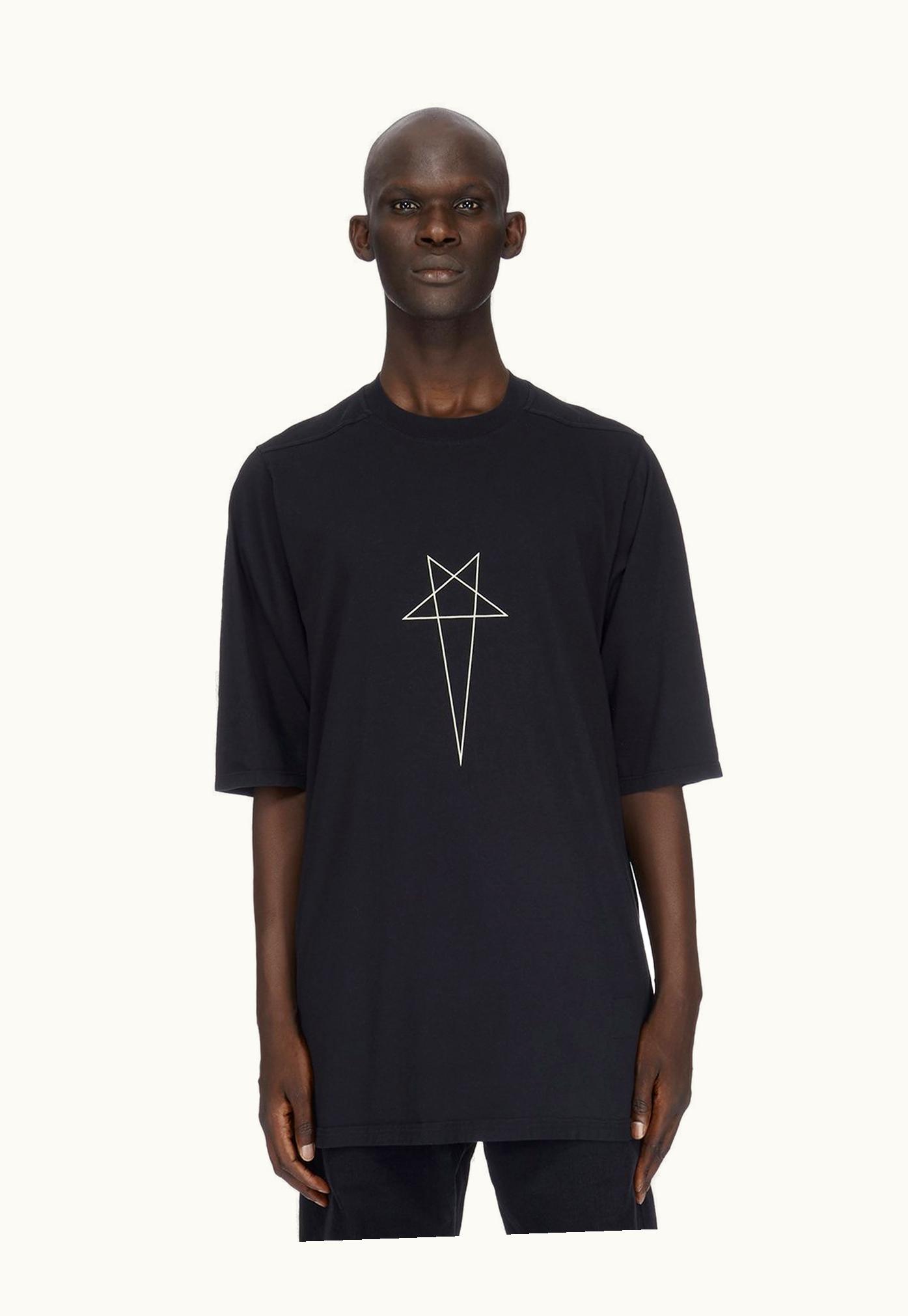 Rick Owens Rick Owens DRKSHDW FW23 Luxor Jumbo SS T In Black And Pearl Medium Weight Cotton Jersey