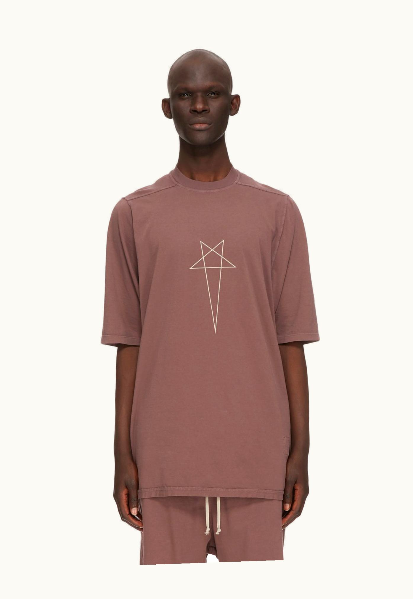 Rick Owens Rick Owens DRKSHDW FW23 Luxor Jumbo SS T In Mauve And Pearl Medium Weight Cotton Jersey