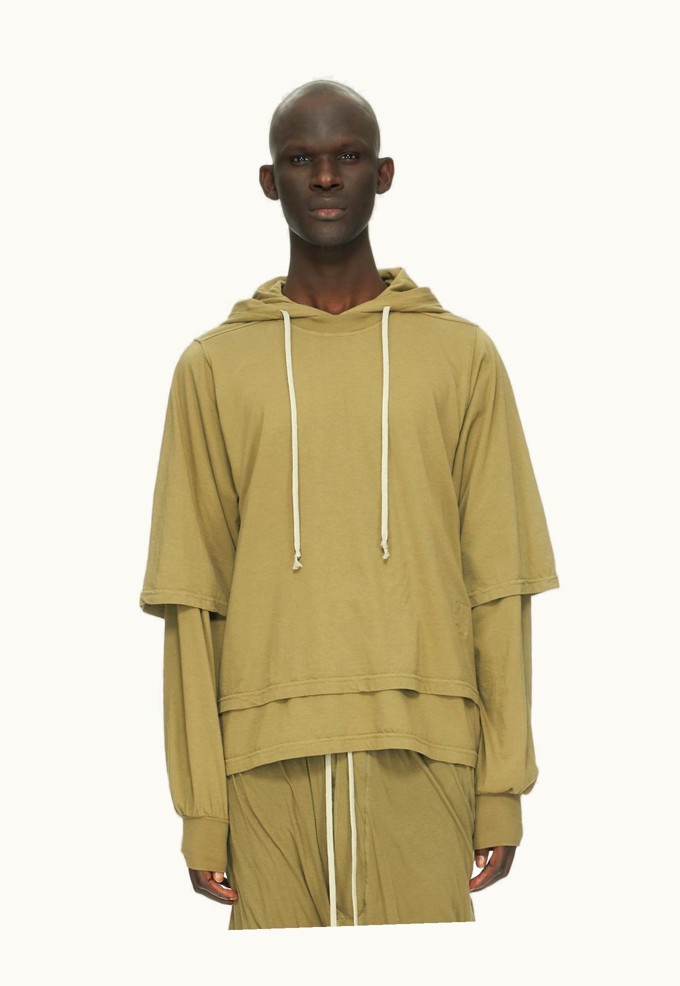 Rick Owens Rick Owens FW23 Luxor Hustler Hoodie In Pale Green Medium Weight Cotton Jersey
