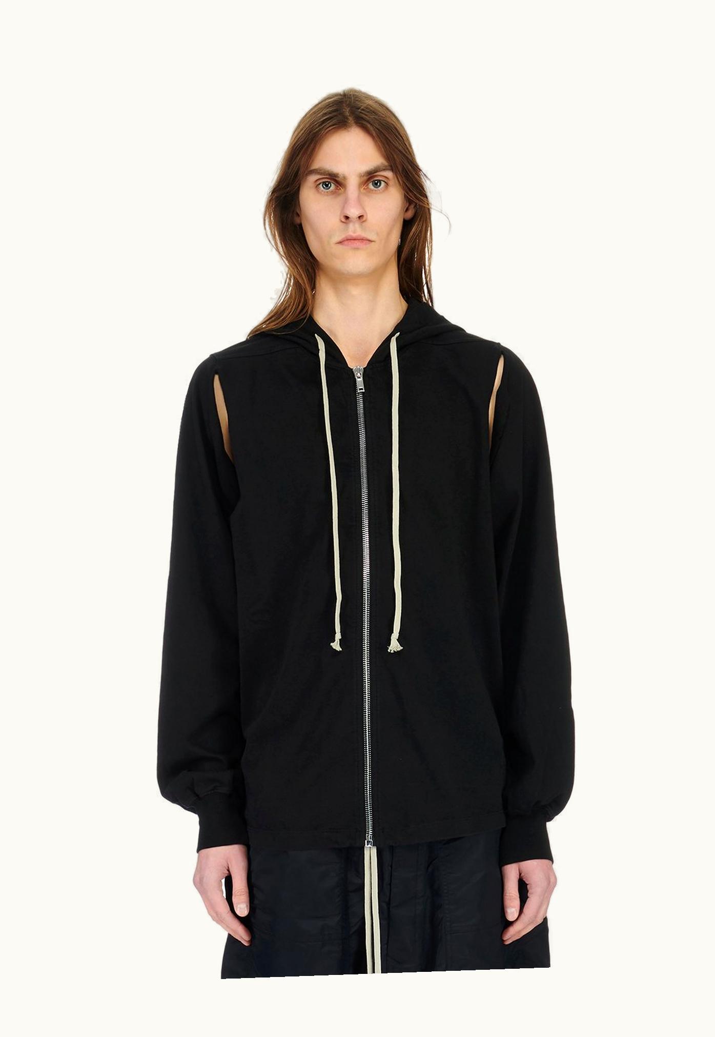 Rick Owens Rick Owens FW23 Luxor Cape Sleeve Jumbo Hoodie In Black Compact Heavy Cotton Jersey