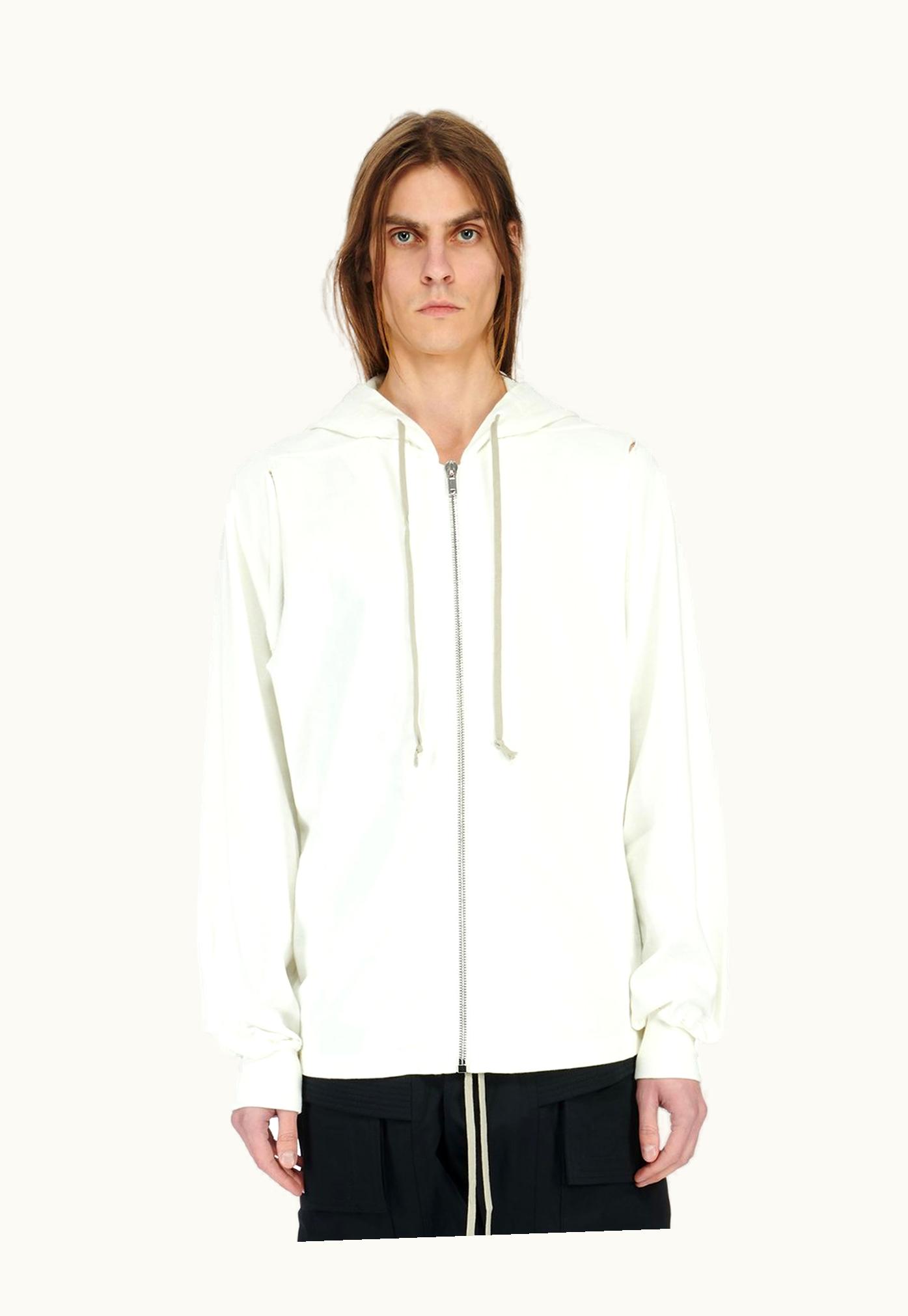 Rick Owens Rick Owens FW23 Luxor Cape Sleeve Jumbo Hoodie In Milk Compact Heavy Cotton Jersey