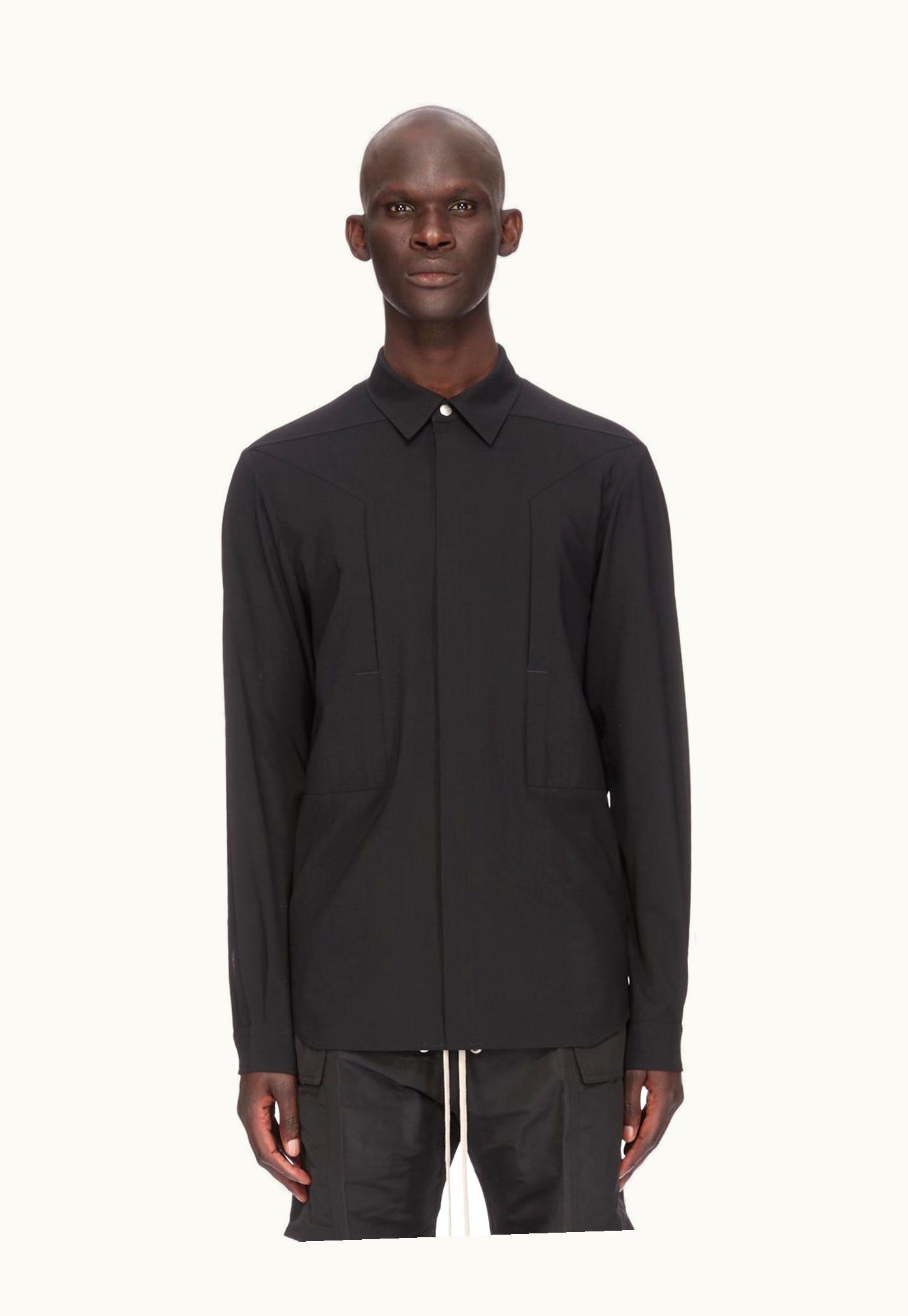 Rick Owens Rick Owens SS24 Lido Fogpocket Outershirt In Black Light Wool