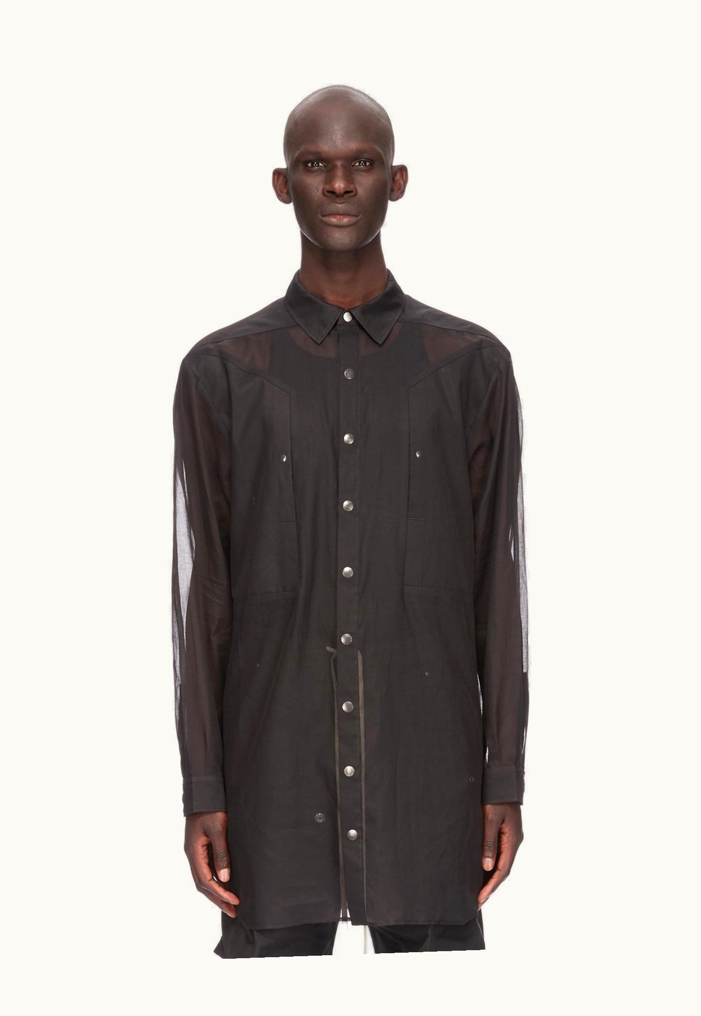 Rick Owens Rick Owens SS24 Lido Jumbo Fogpocket Outershirt In Black Cotton Organdy