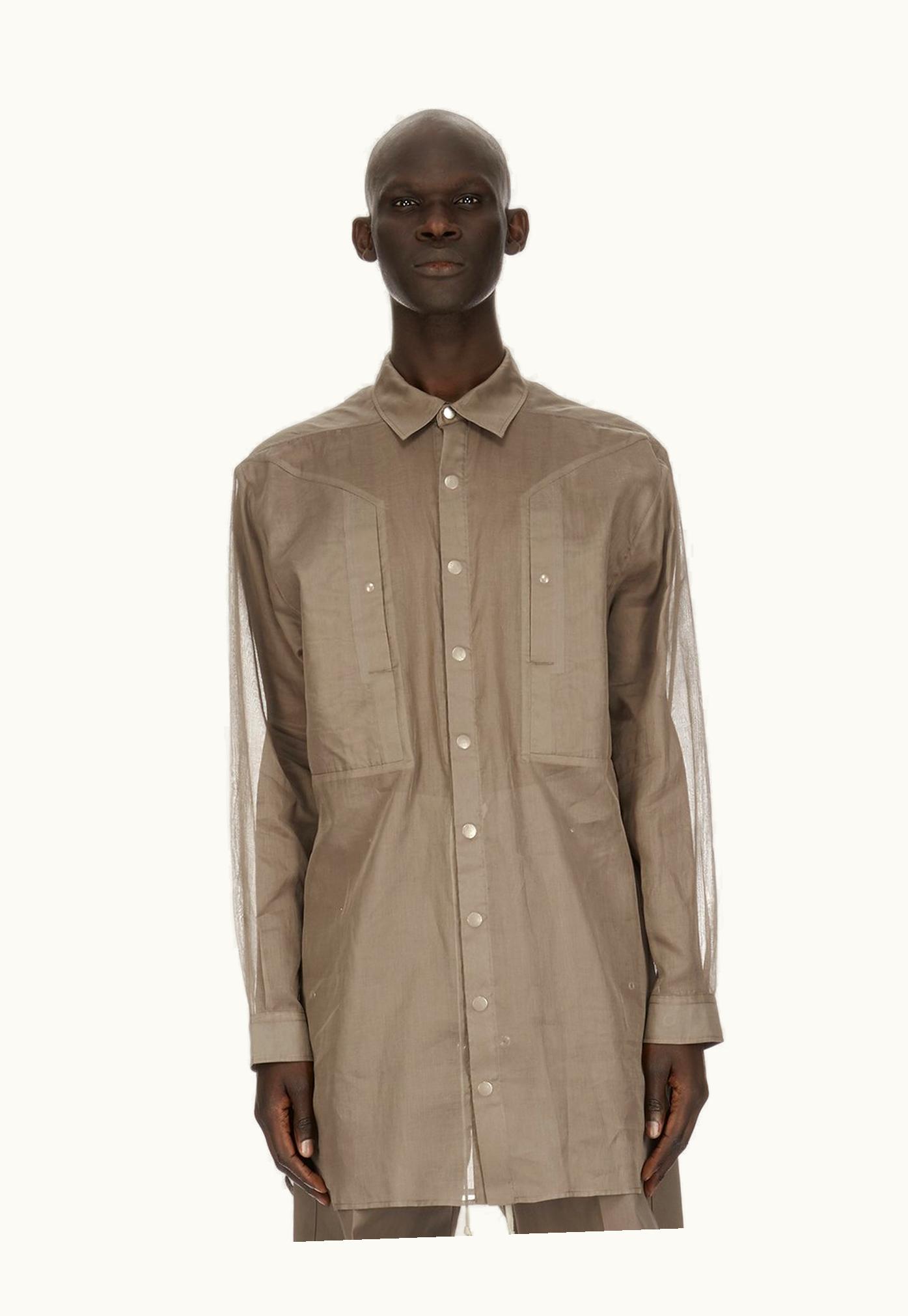Rick Owens Rick Owens SS24 Lido Jumbo Fogpocket Outershirt In Dust Cotton Organdy