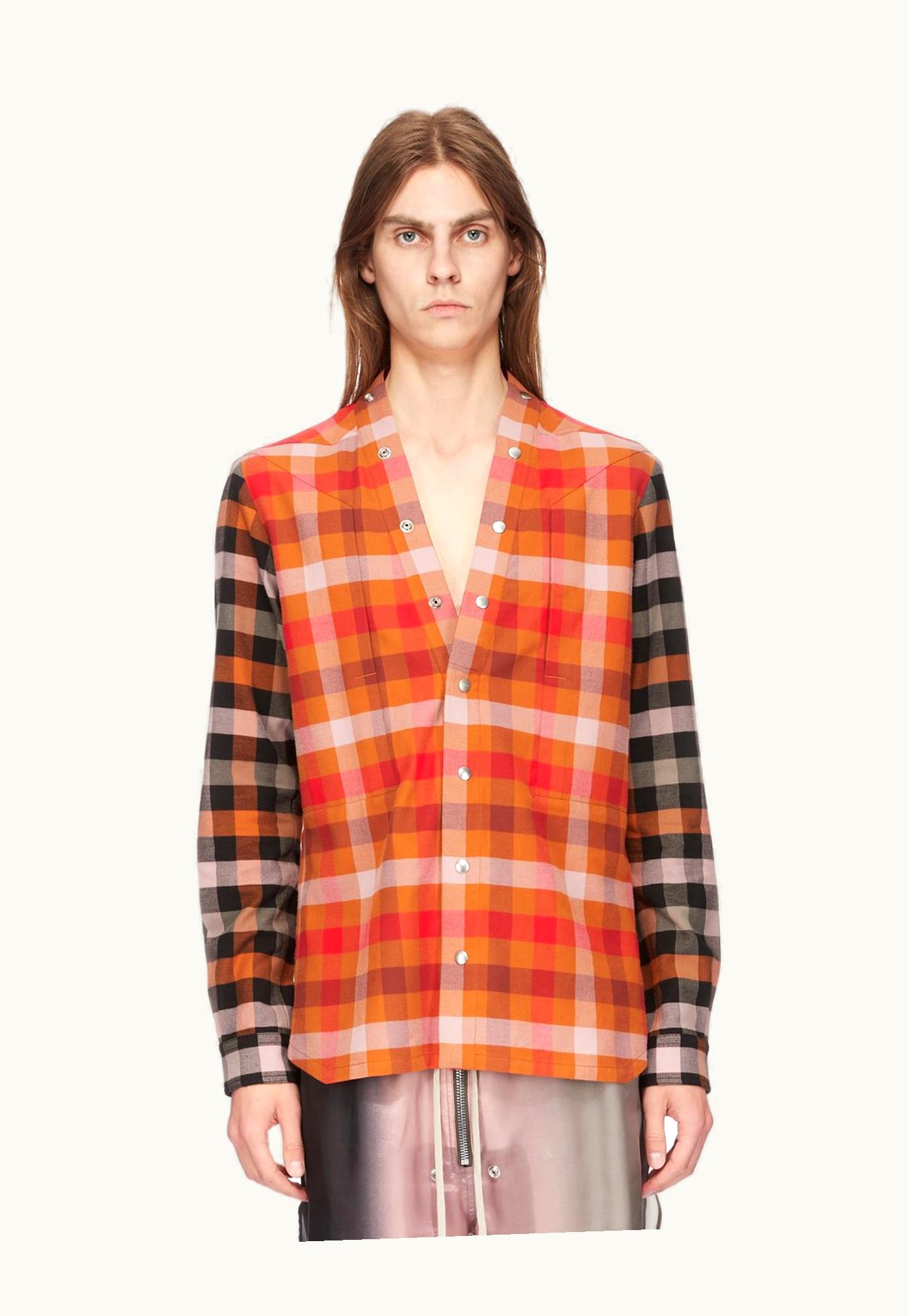Rick Owens Rick Owens SS24 Lido Larry Fogpocket Shirt In Cotton Plaid